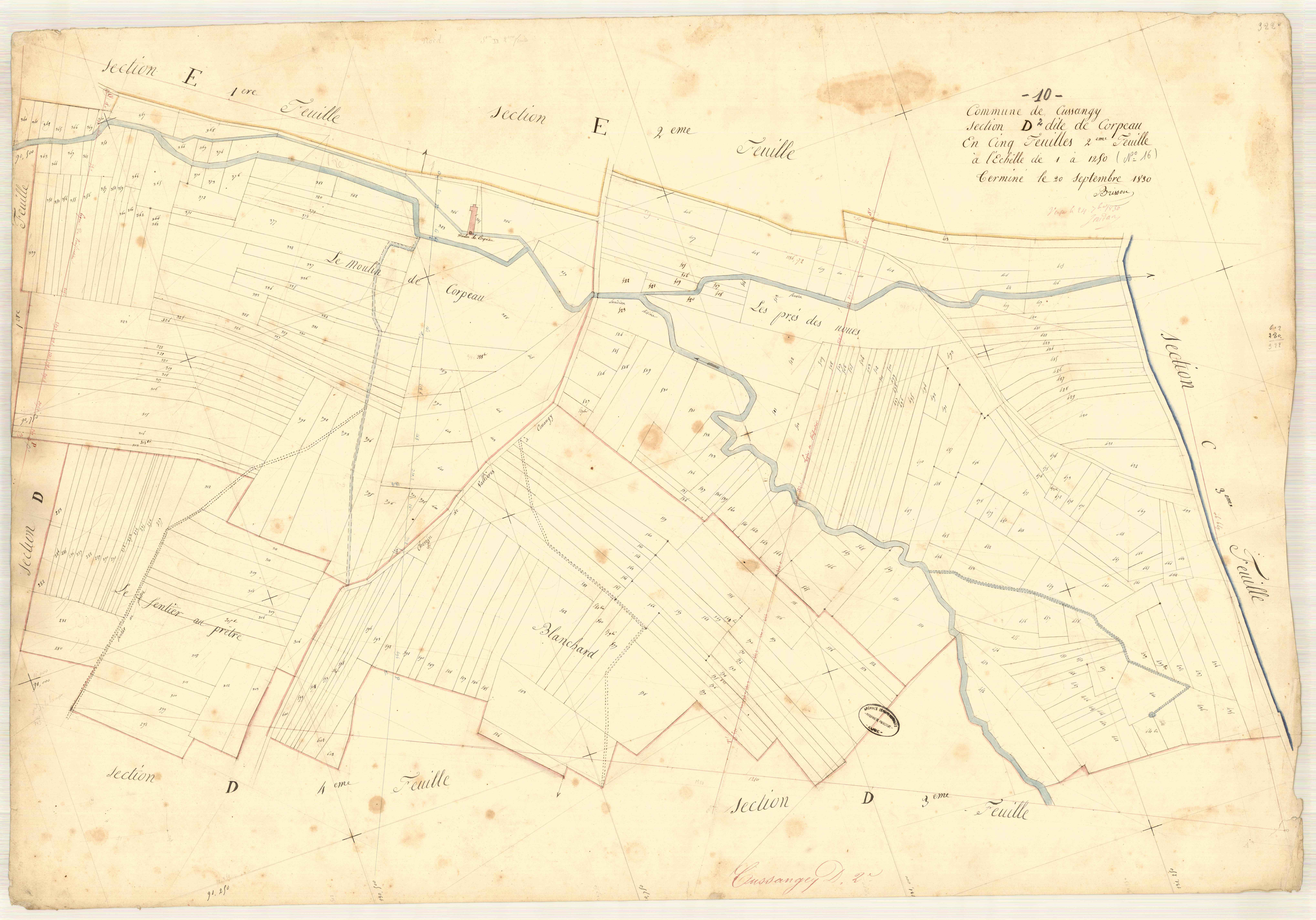 Cussangy, section D dite du Moulin de Corpeau, feuille n° 2