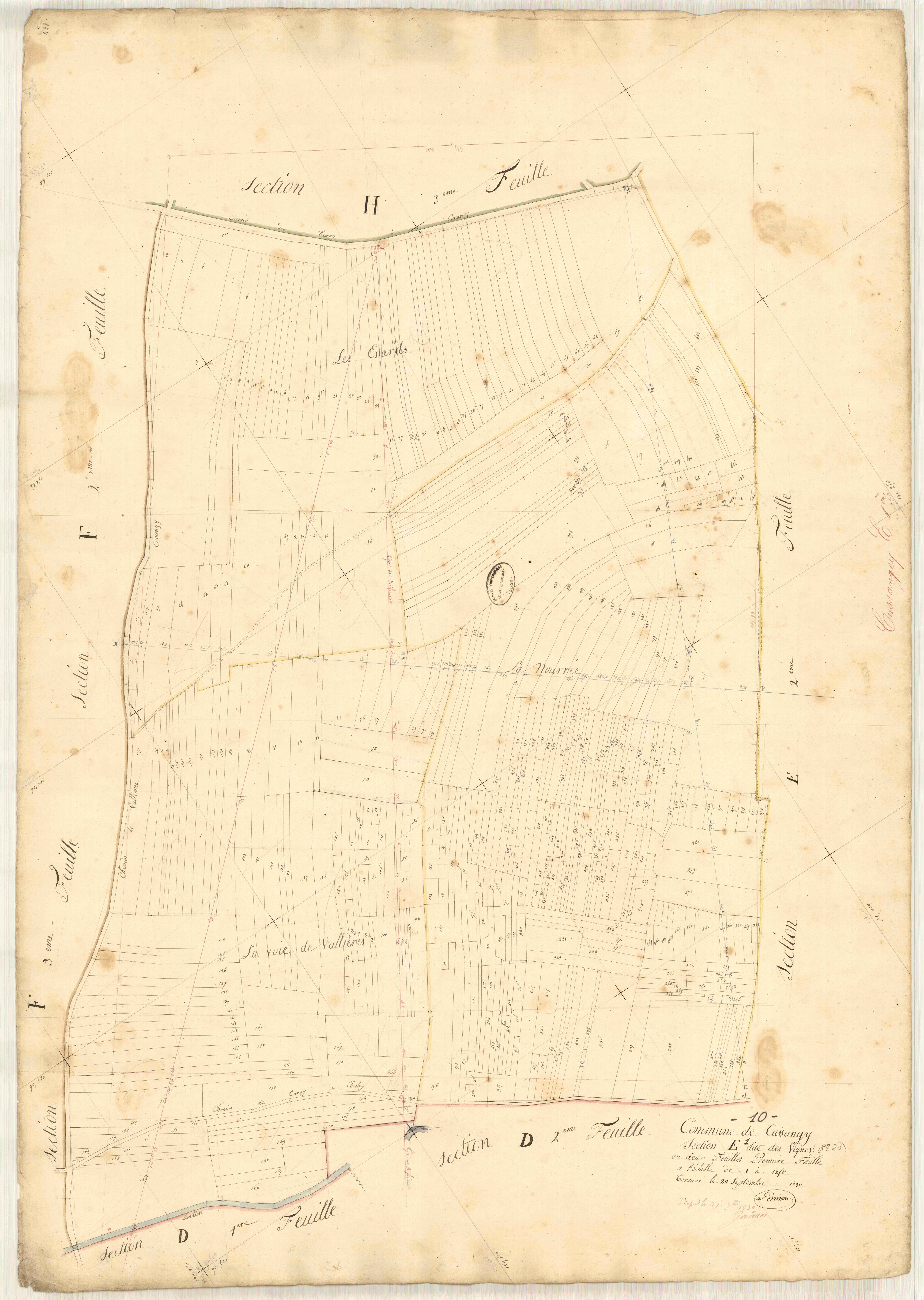 Cussangy, section E dite des vignes, feuille n° 1