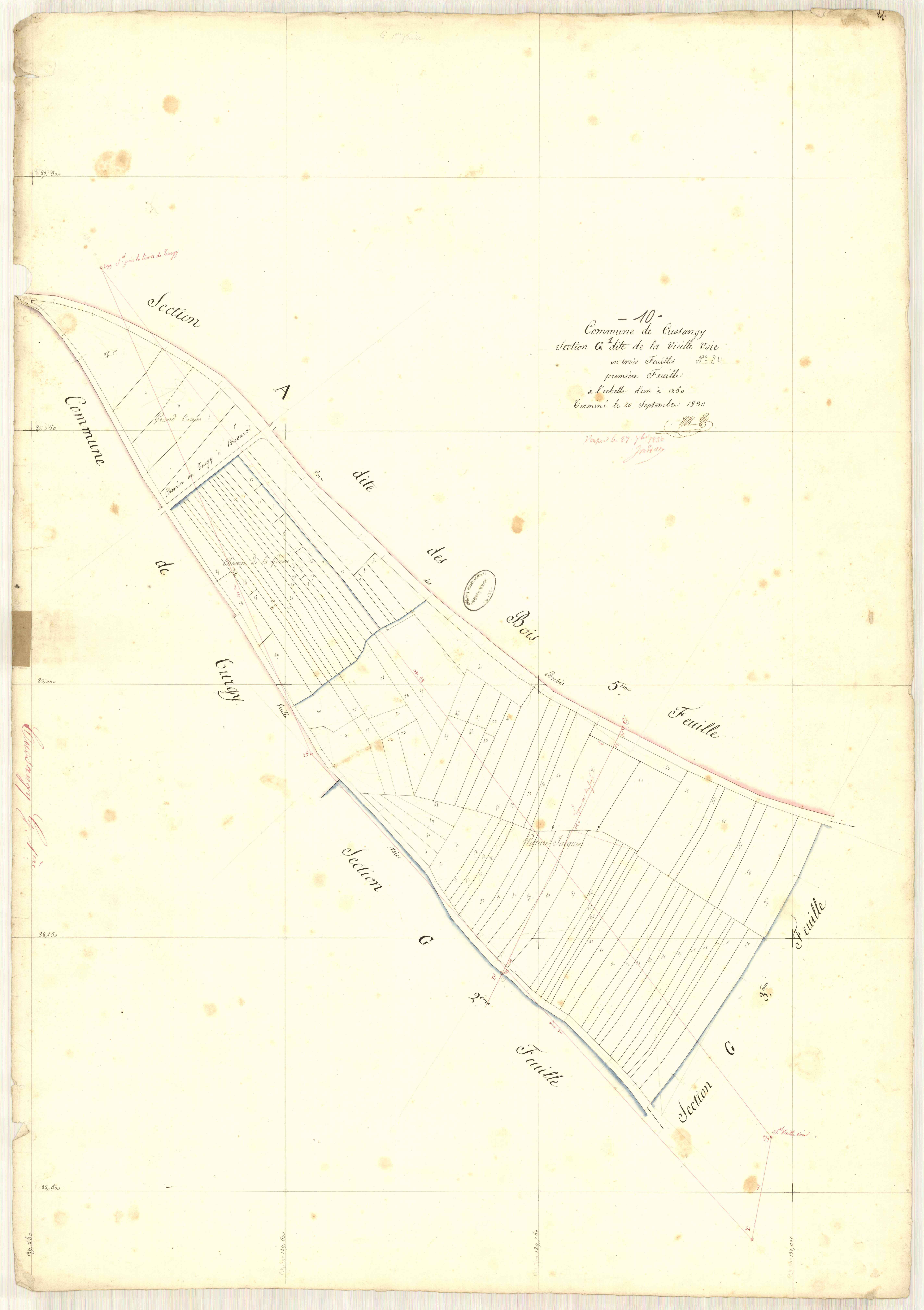 Cussangy, section G dite de la vieille voie, feuille n° 1