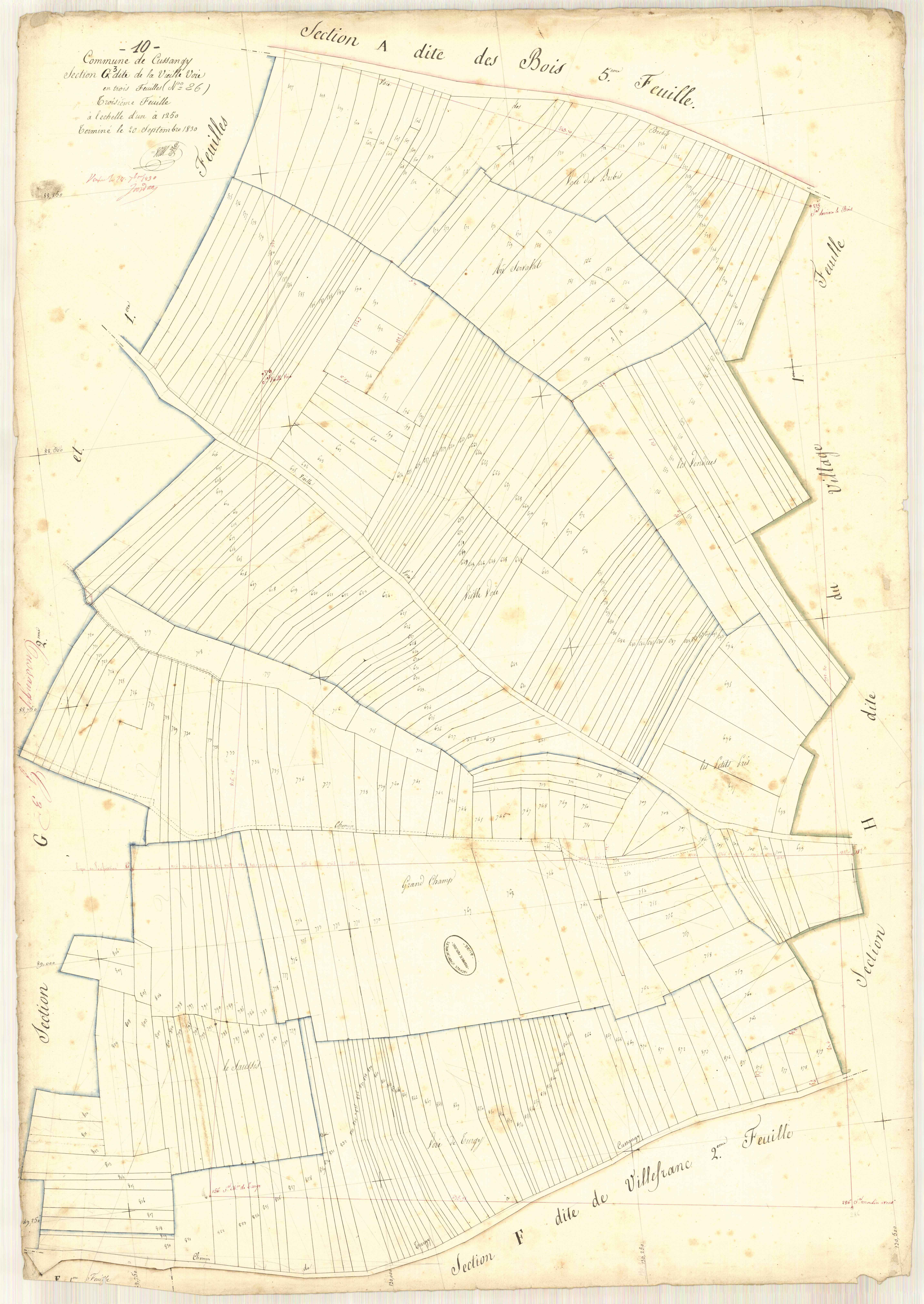 Cussangy, section G dite de la vieille voie, feuille n° 3