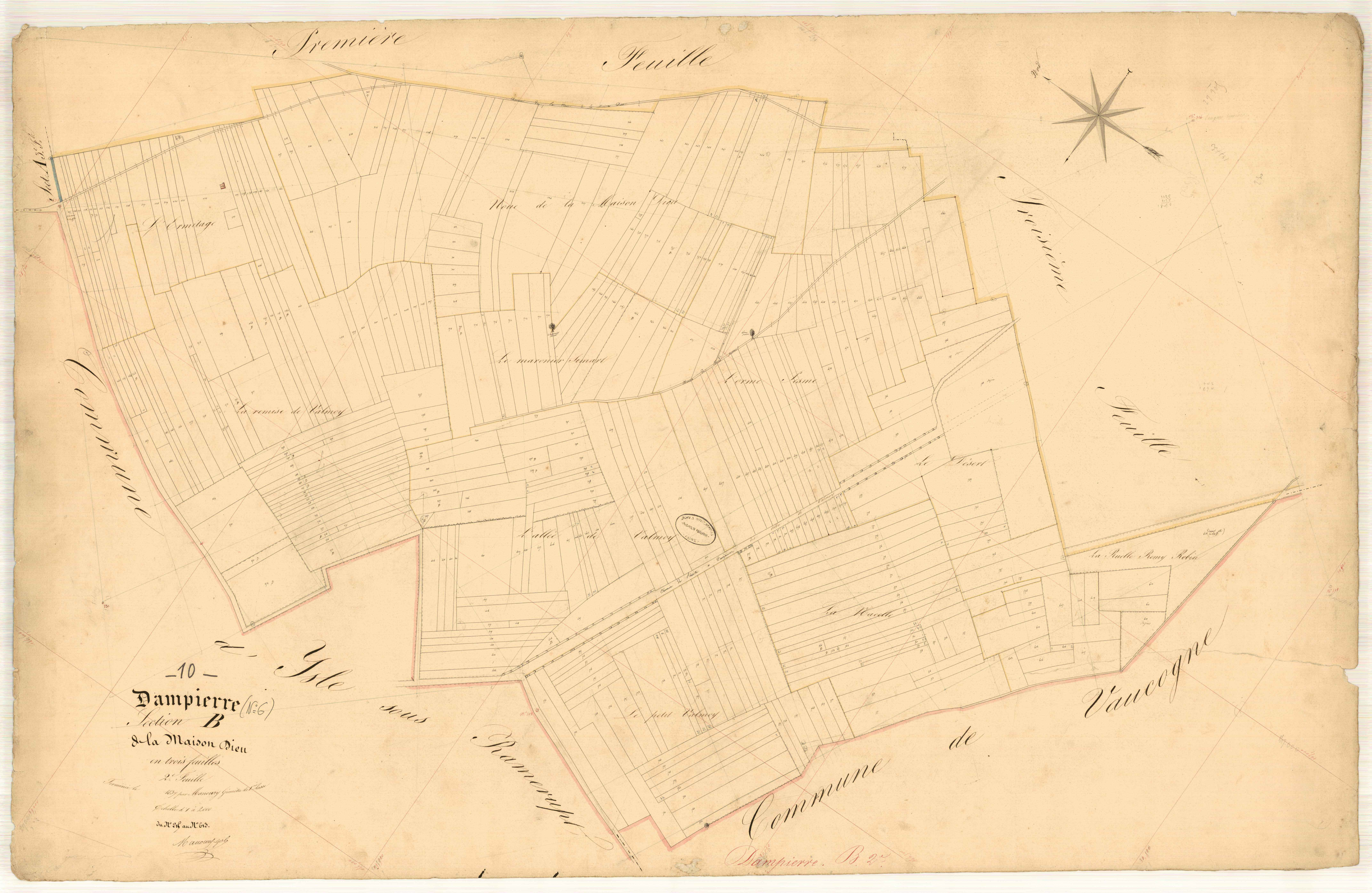 Dampierre, section B dite la maison Dieu, feuille n° 2, parcelles n° 215-613