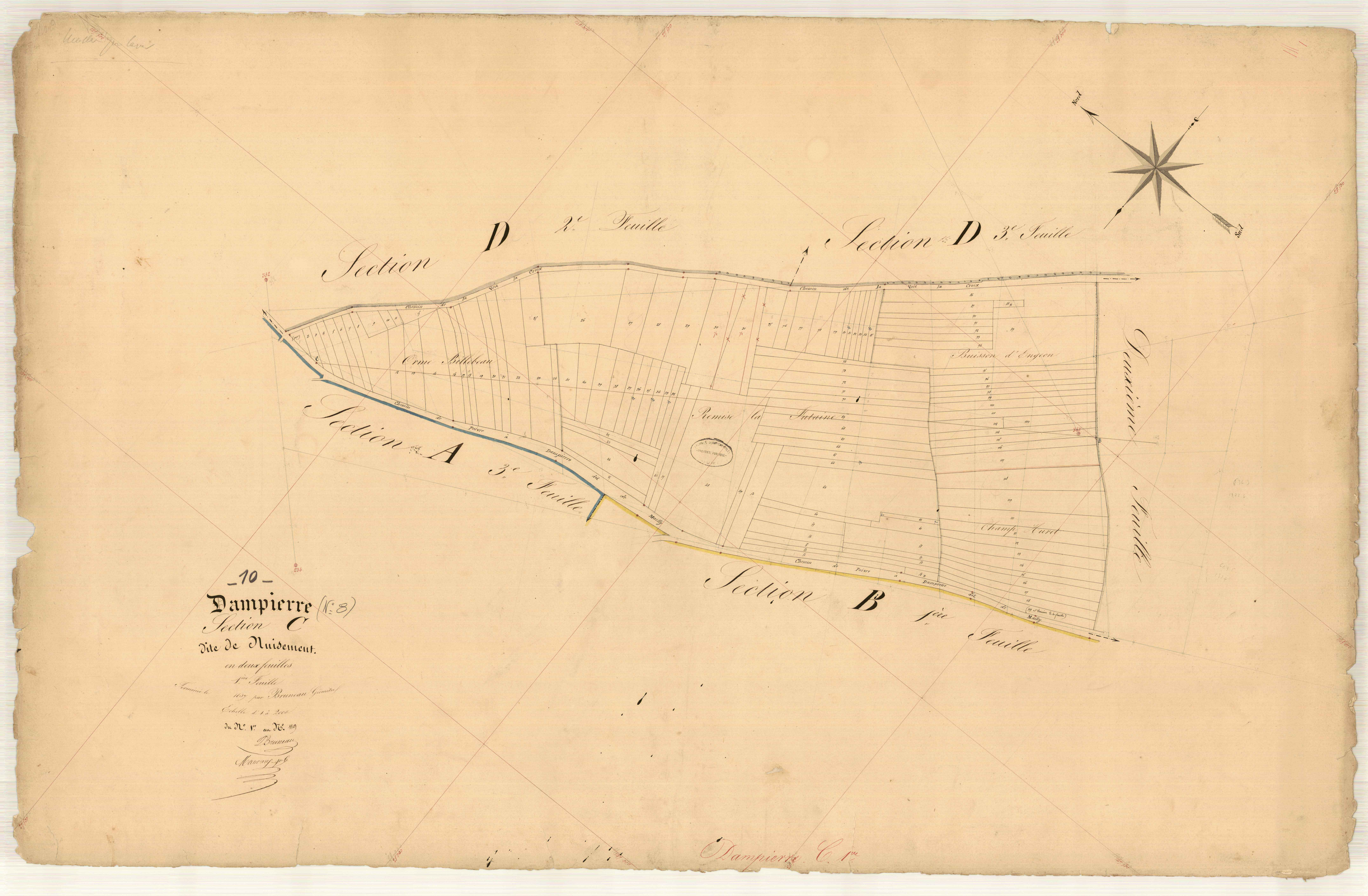 Dampierre, section C dite de isement, feuille n° 1, parcelles n° 1-119