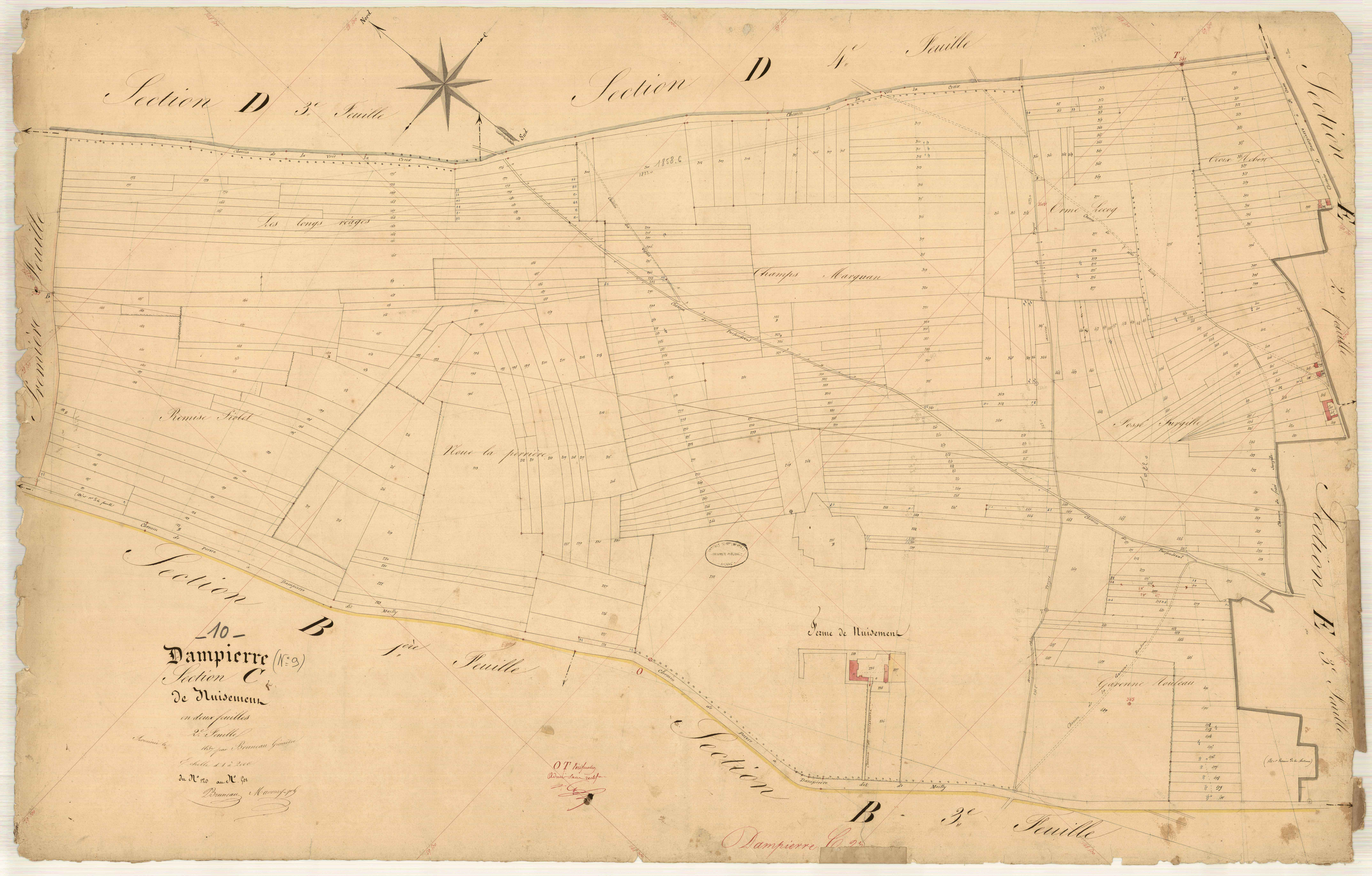 Dampierre, section C dite de isement, feuille n° 2, parcelles n° 120-501