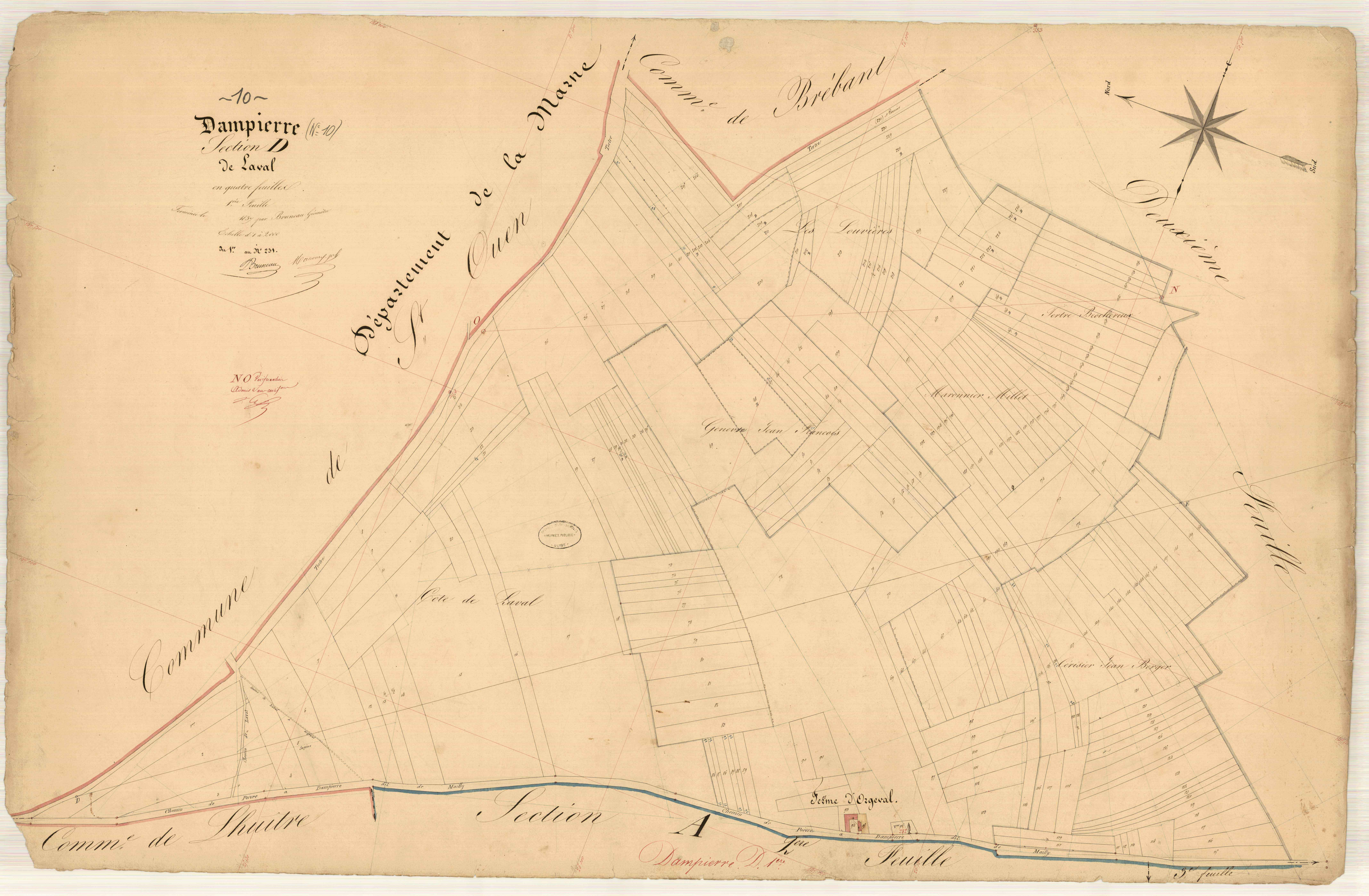 Dampierre, section D dite de Laval, feuille n° 1, parcelles n° 1-231