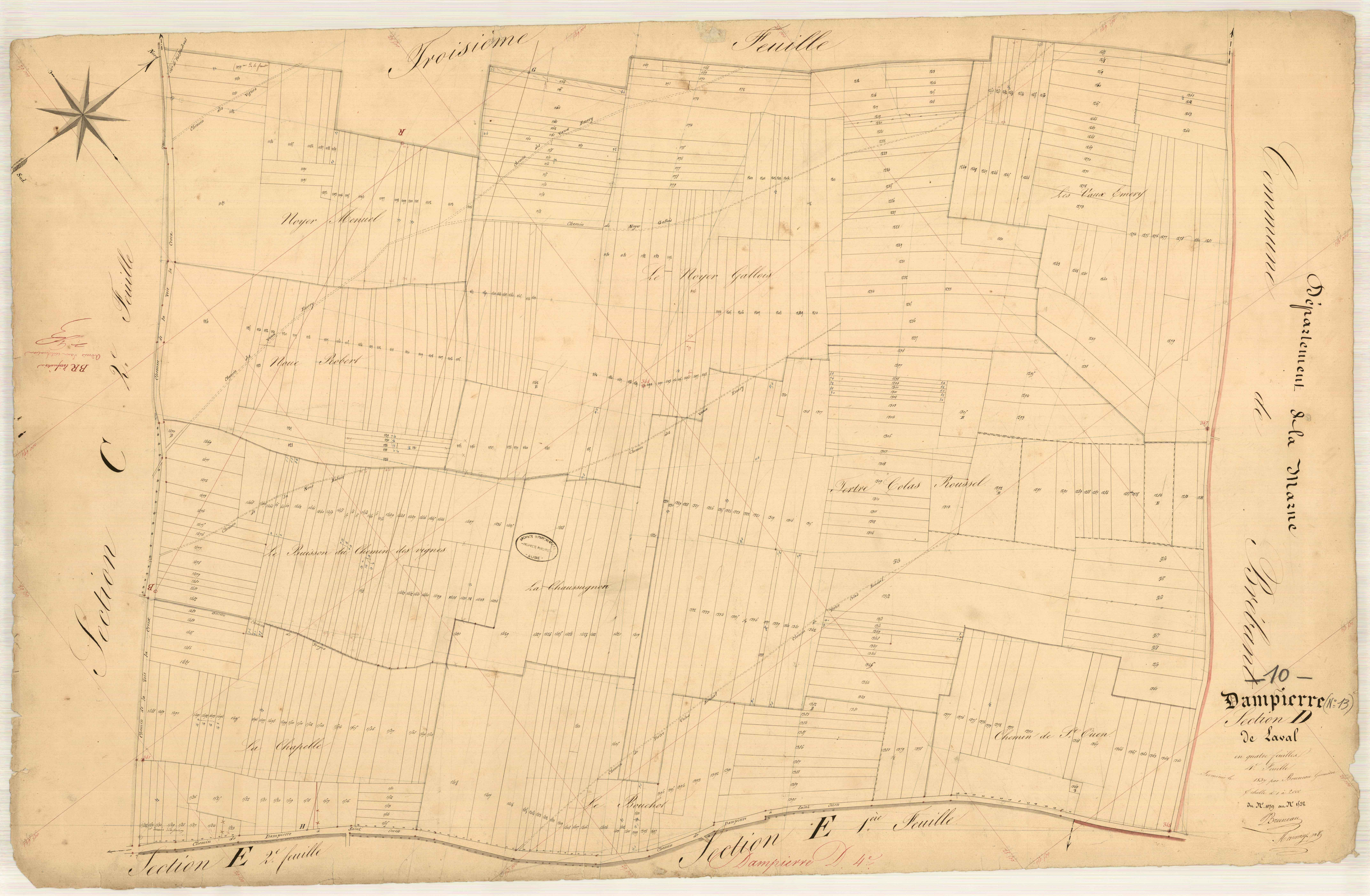 Dampierre, section D dite de Laval, feuille n° 4, parcelles n° 1079-1532