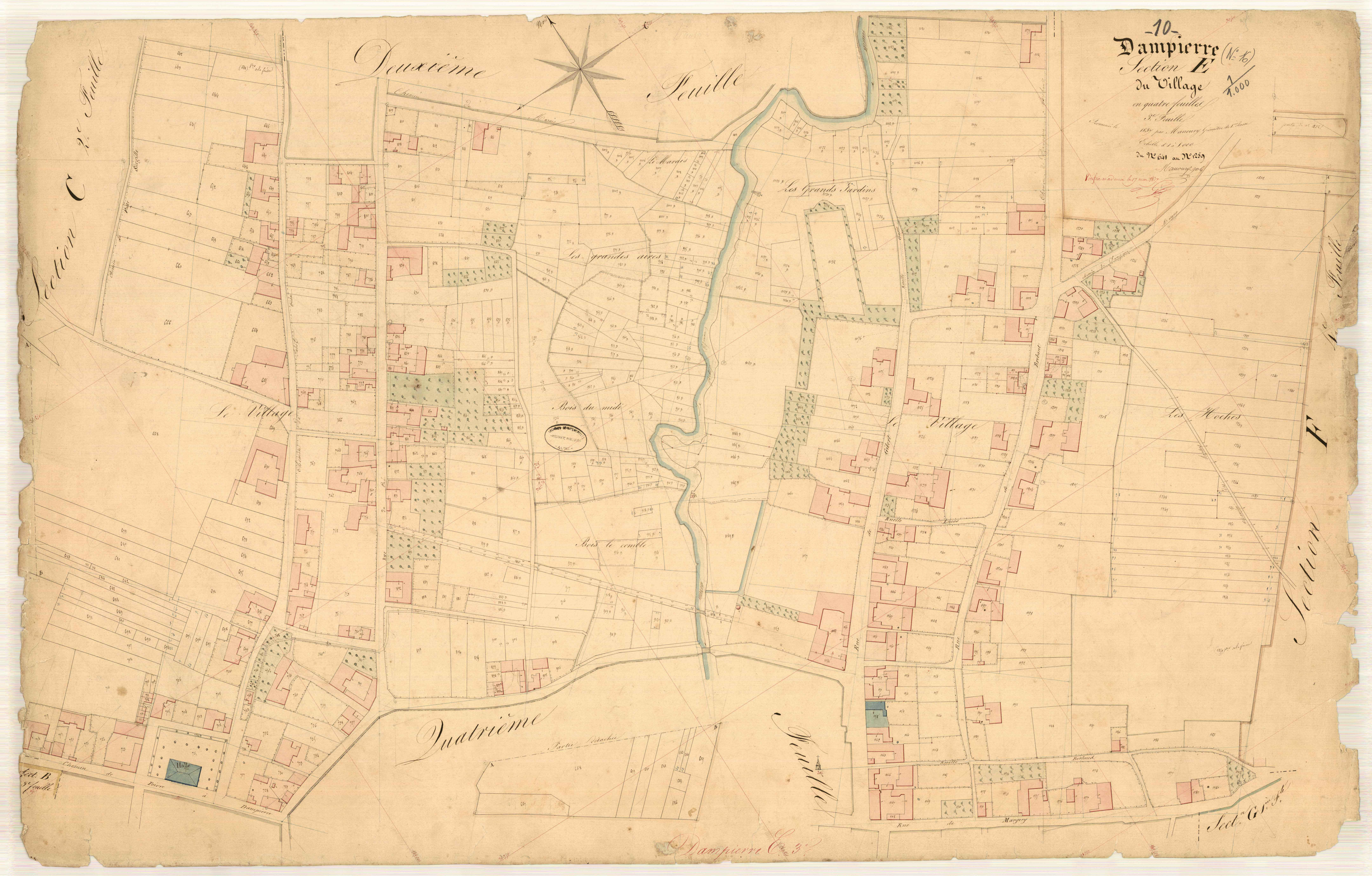 Dampierre, section E dite du village, feuille n° 3, parcelles n° 641-1259