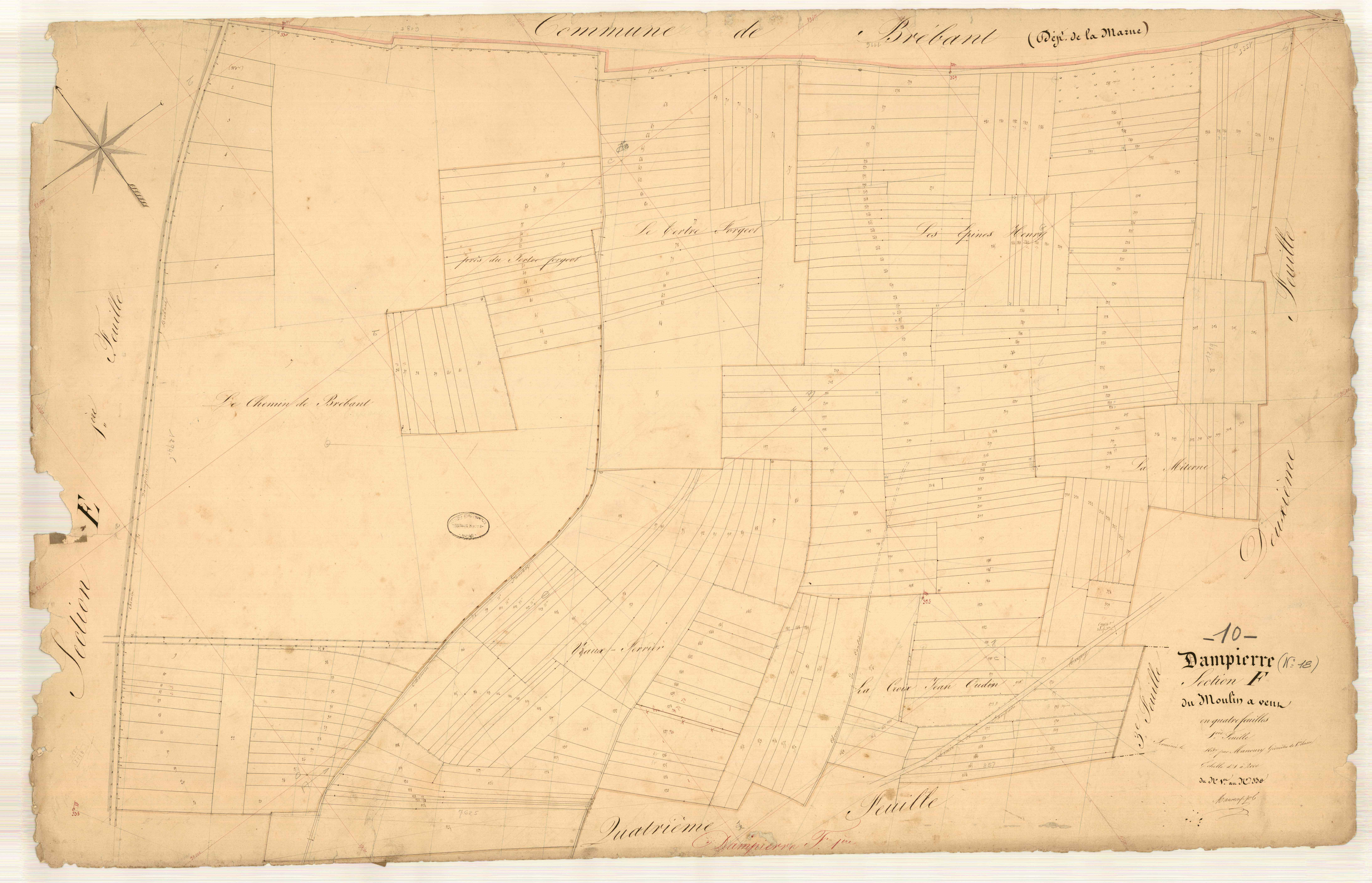 Dampierre, section F dite du moulin à vent, feuille n° 1, parcelles n° 1-330