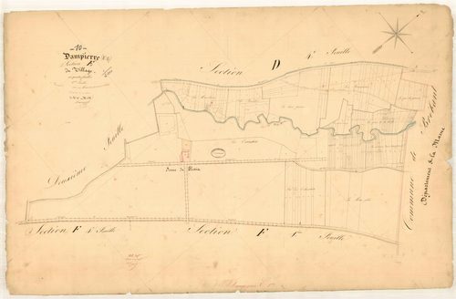 Dampierre, section E dite du village, feuille n° 1, parcelles n° 1-212