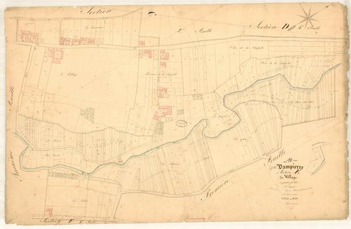 Dampierre, section E dite du village, feuille n° 2, parcelles n° 213-640