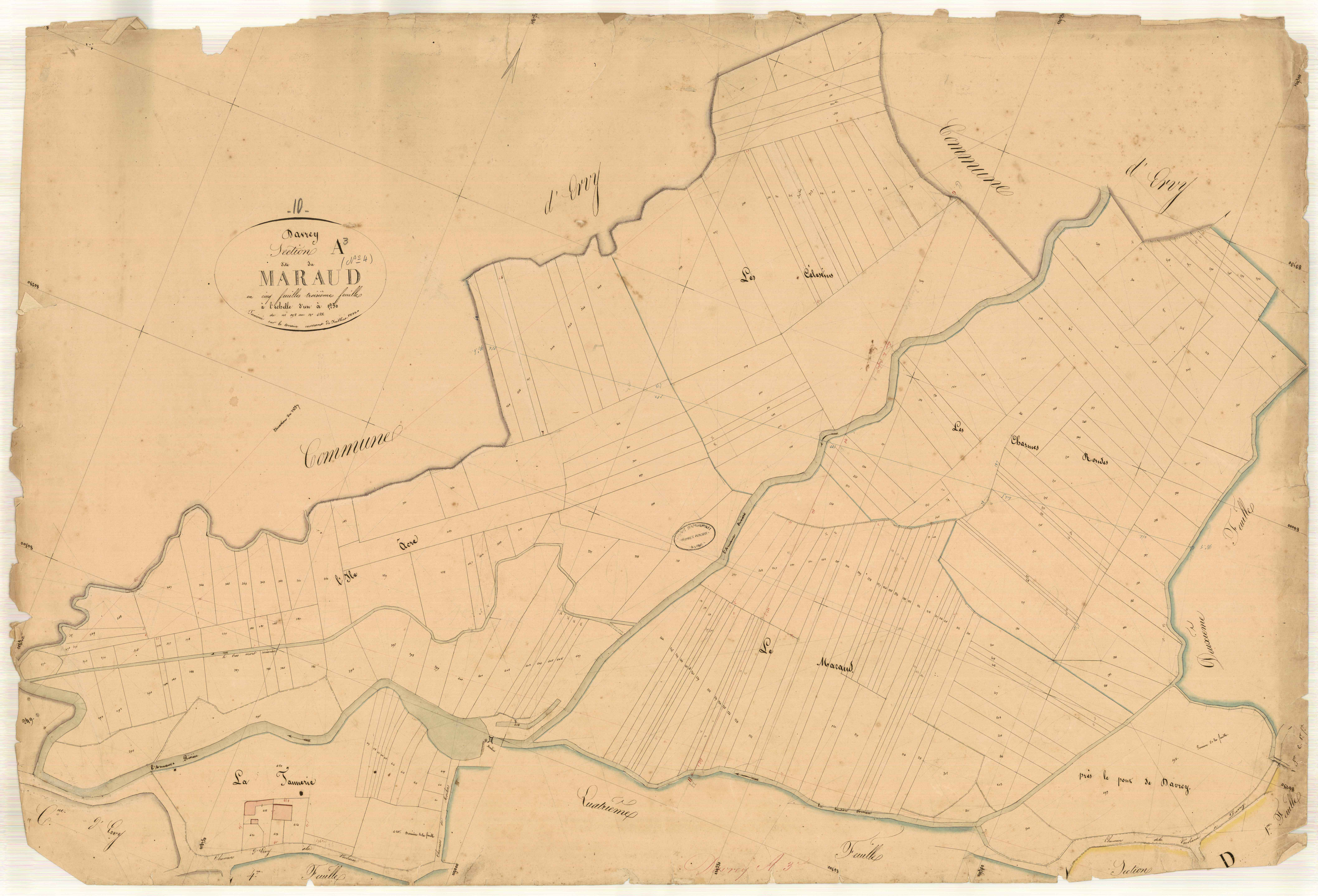 Davrey, section A dite de maraud, feuille n° 3, parcelles n° 198-425