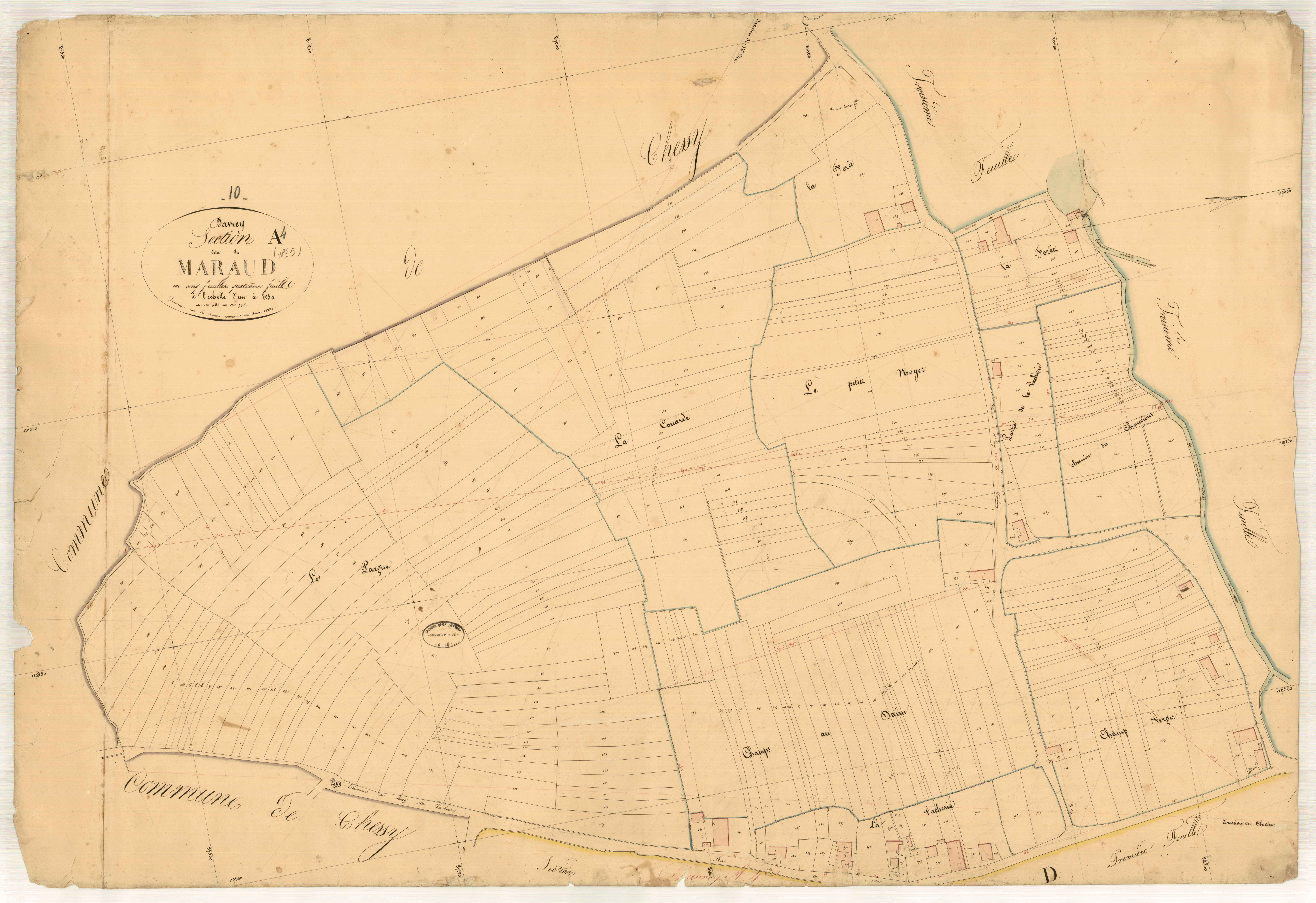 Davrey, section A dite de maraud, feuille n° 4, parcelles n° 426-746