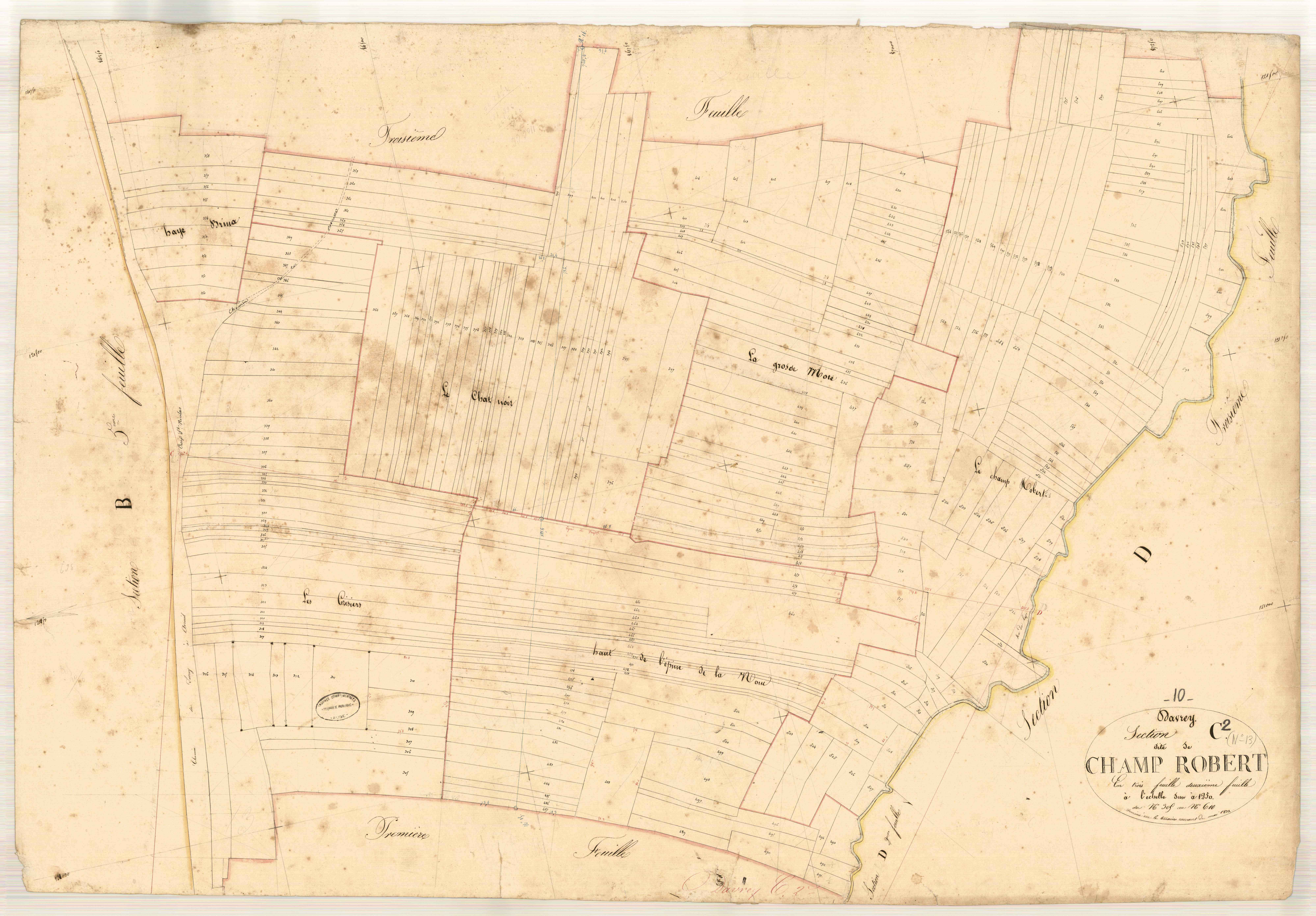 Davrey, section C dite de champ Robert, feuille n° 2, parcelles n° 305-610