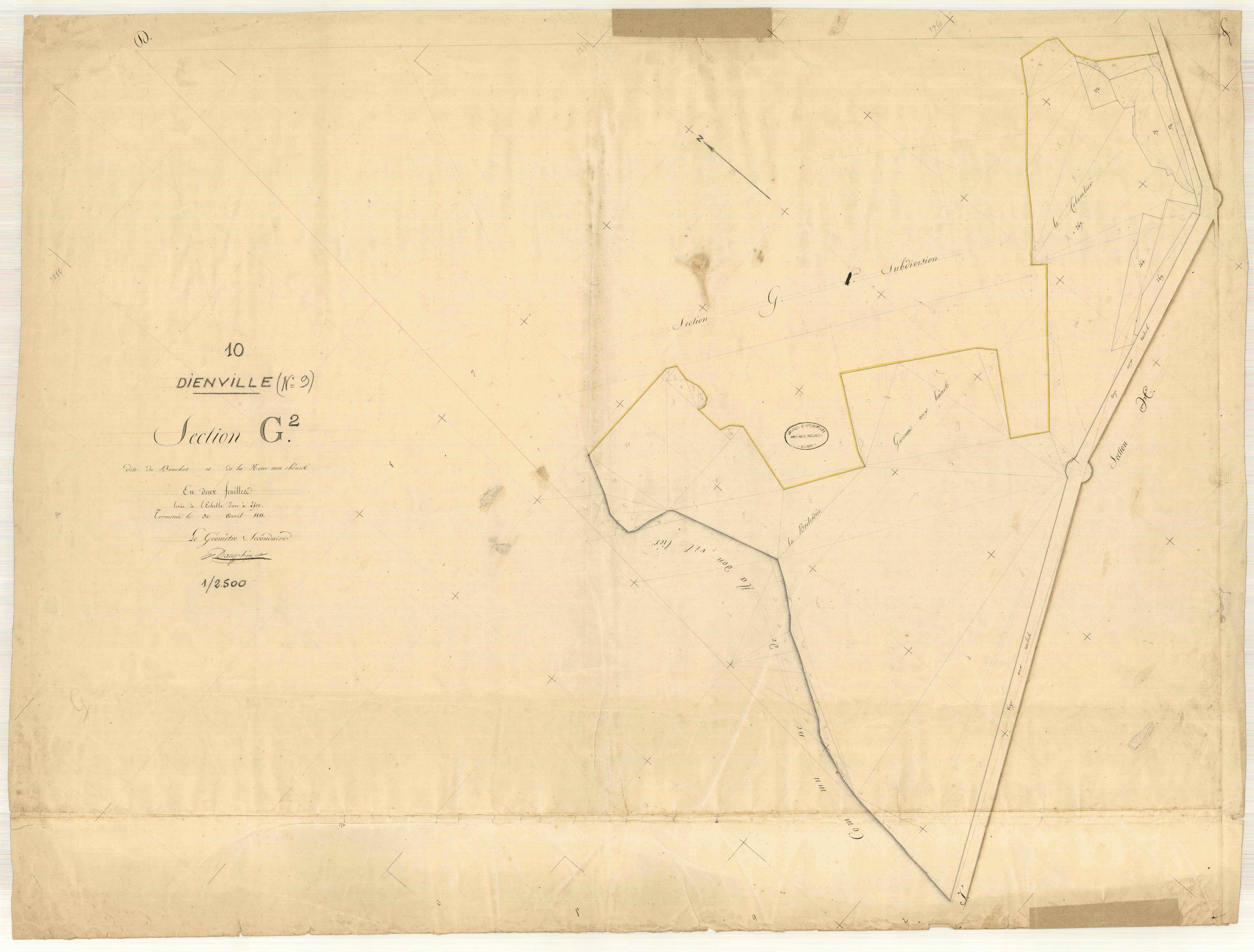 Dienville, section G dite du bouchot et de la noue aux chênes, feuille n° 2