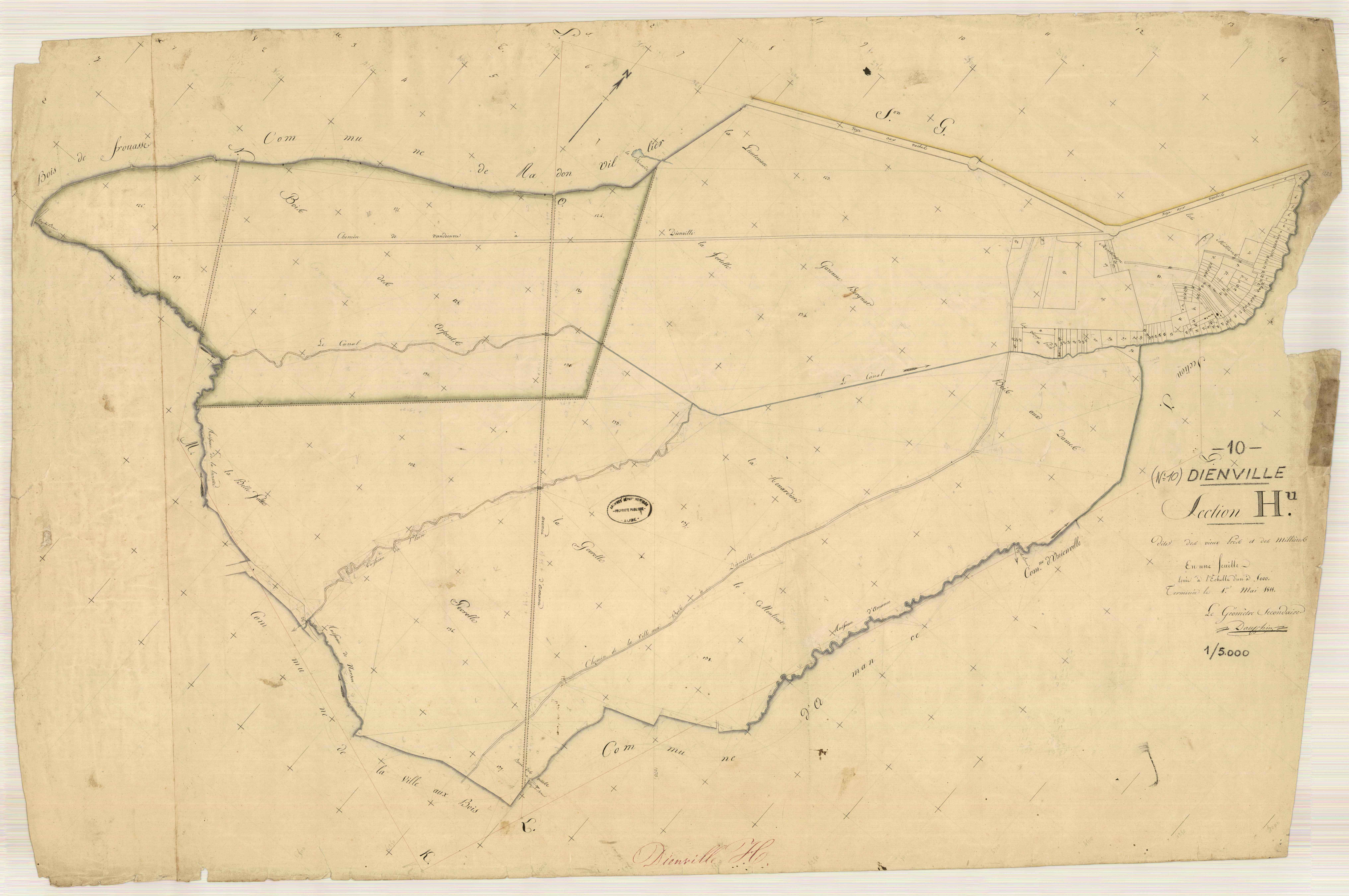 Dienville, section H dite des vieux prés et des  millières