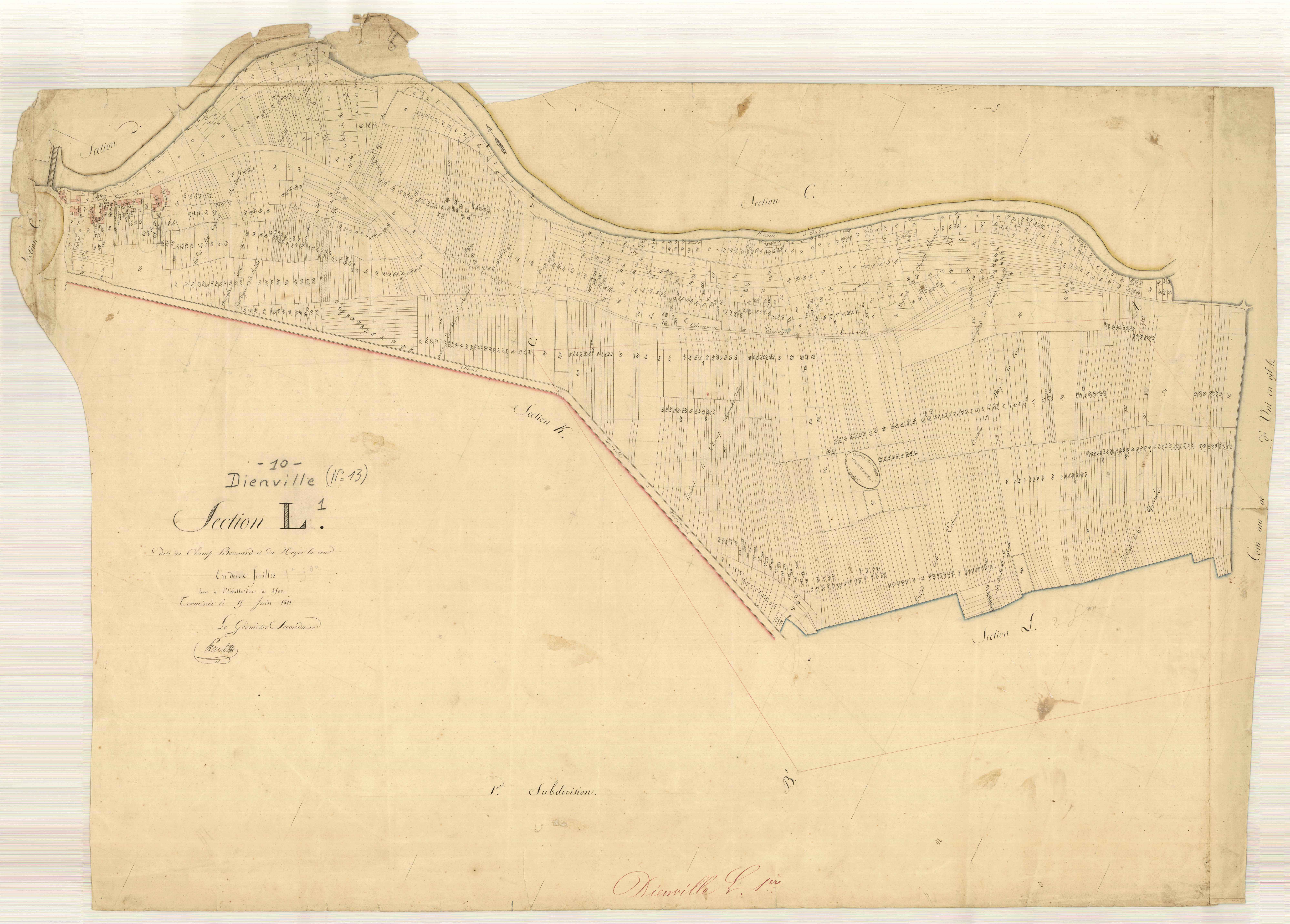 Dienville, section L dite du grand étang et du pré aux échelles, feuille n° 1