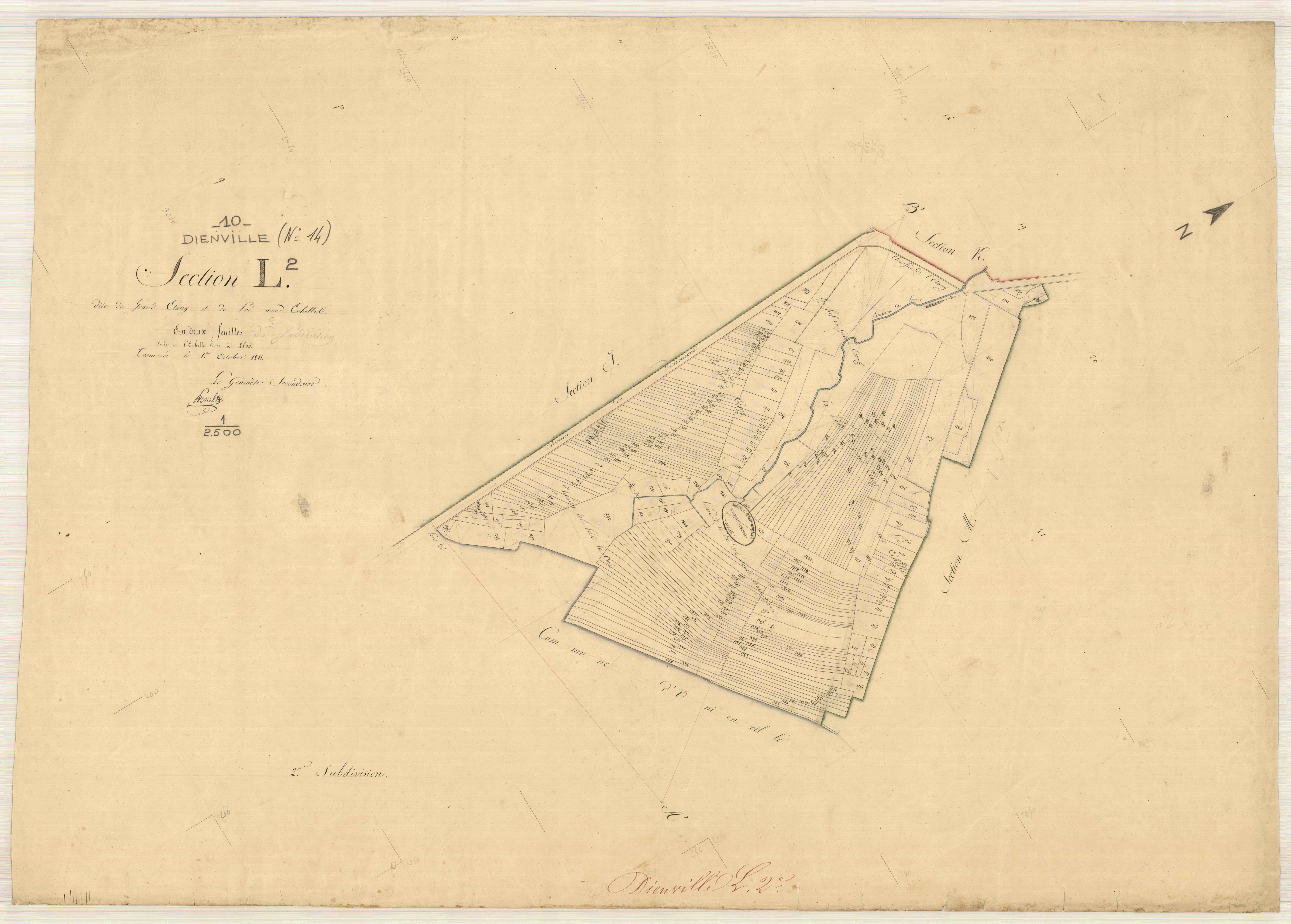 Dienville, section L dite du grand étang et du pré aux échelles, feuille n° 2
