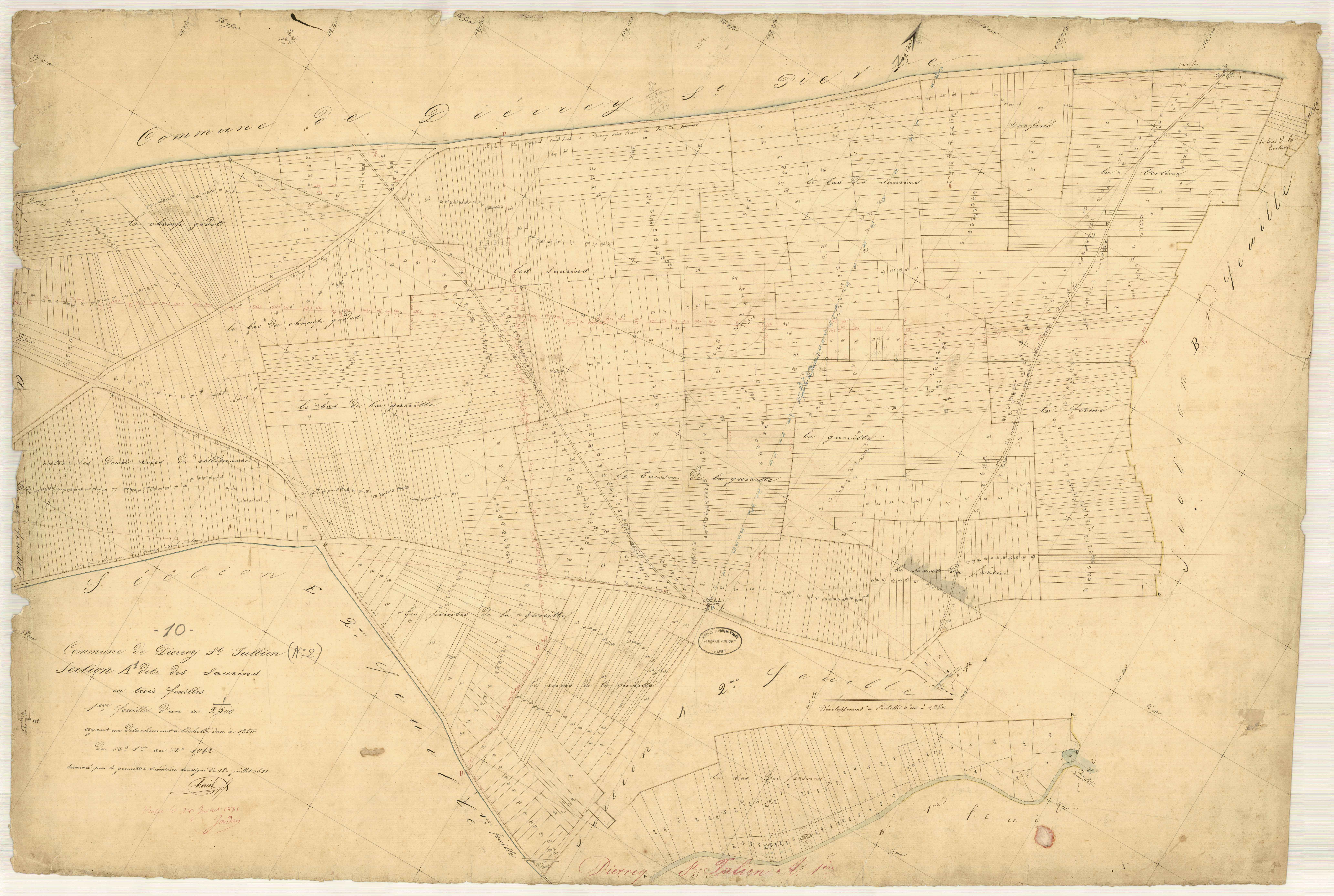 Dierrey-Saint-Julien, section A dite des saurins, feuille n° 1, parcelles n° 1-1042