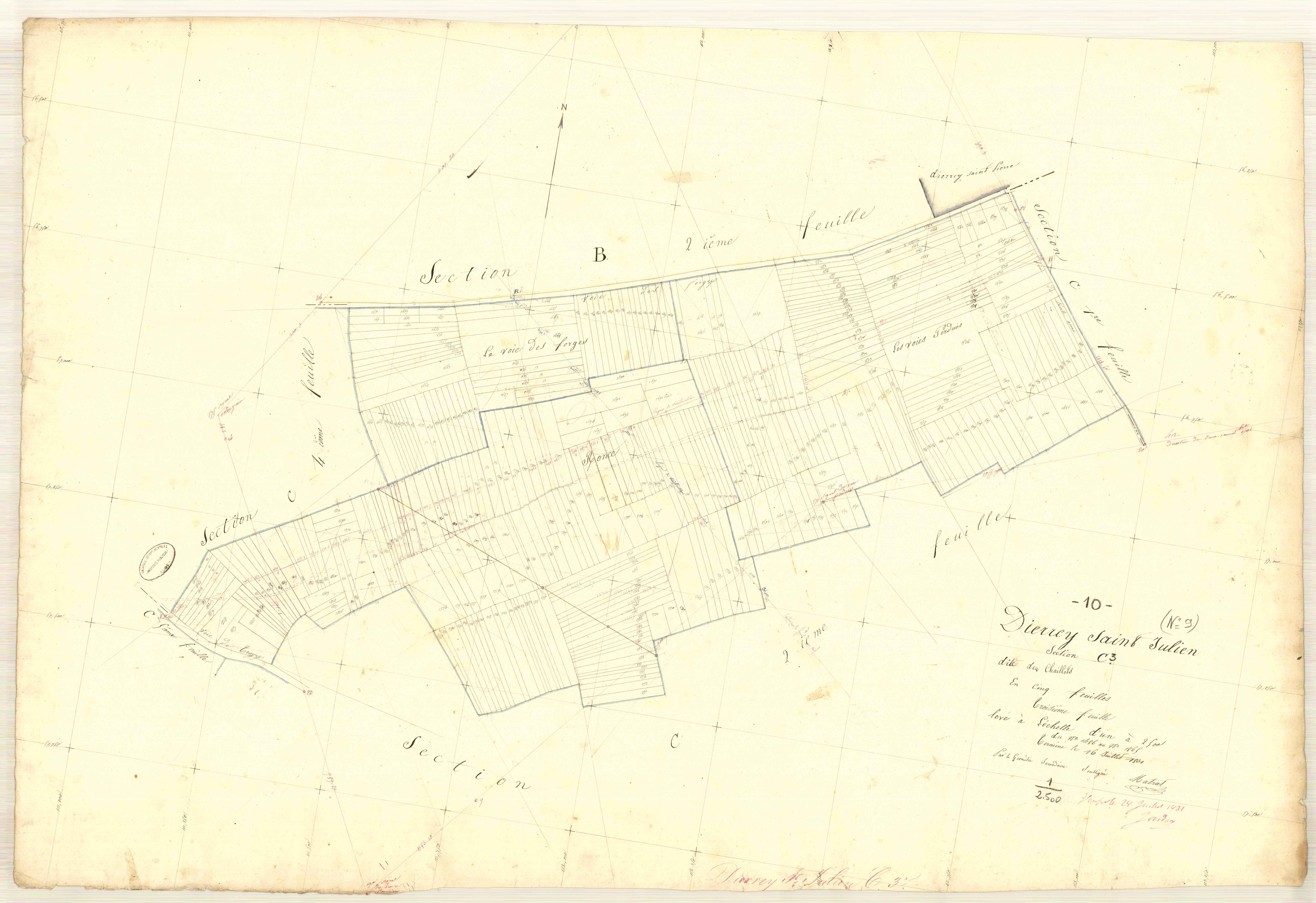 Dierrey-Saint-Julien, section C dite des chaillots, feuille n° 3, parcelles n° 1486-1865