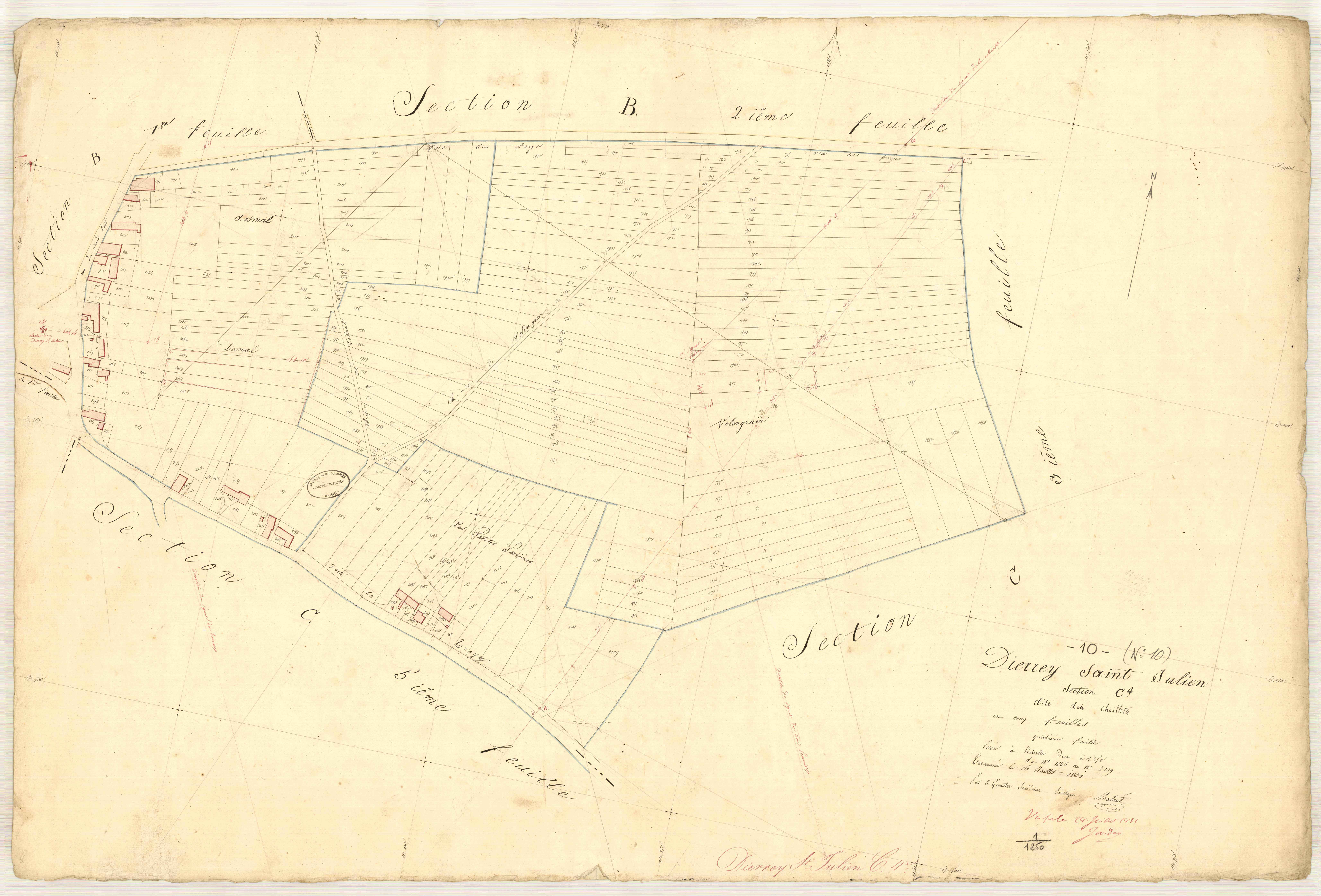 Dierrey-Saint-Julien, section C dite des chaillots, feuille n° 4, parcelles n° 1866-2109