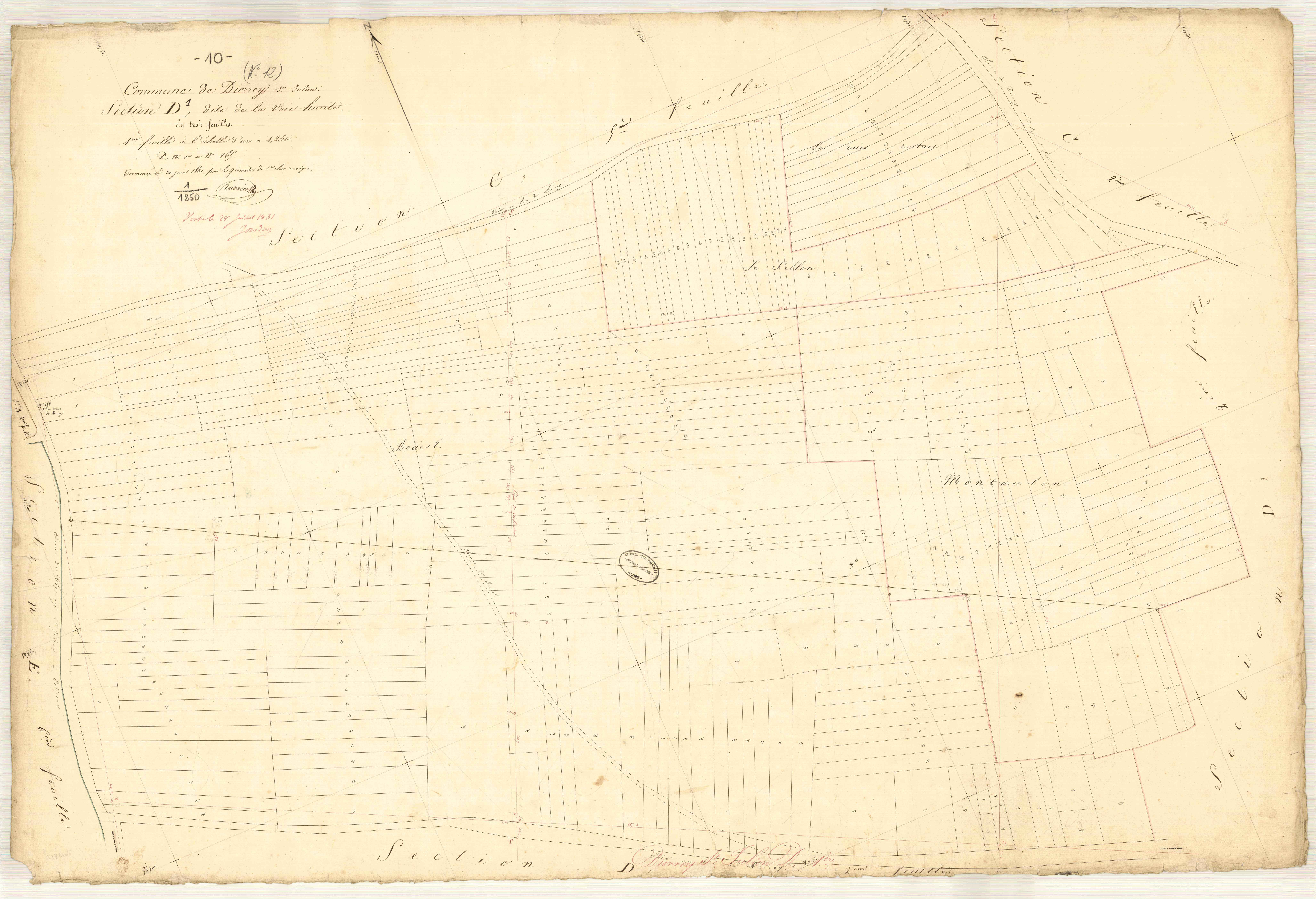 Dierrey-Saint-Julien, section D dite de la voie haute, feuille n° 1, parcelles n° 1-265