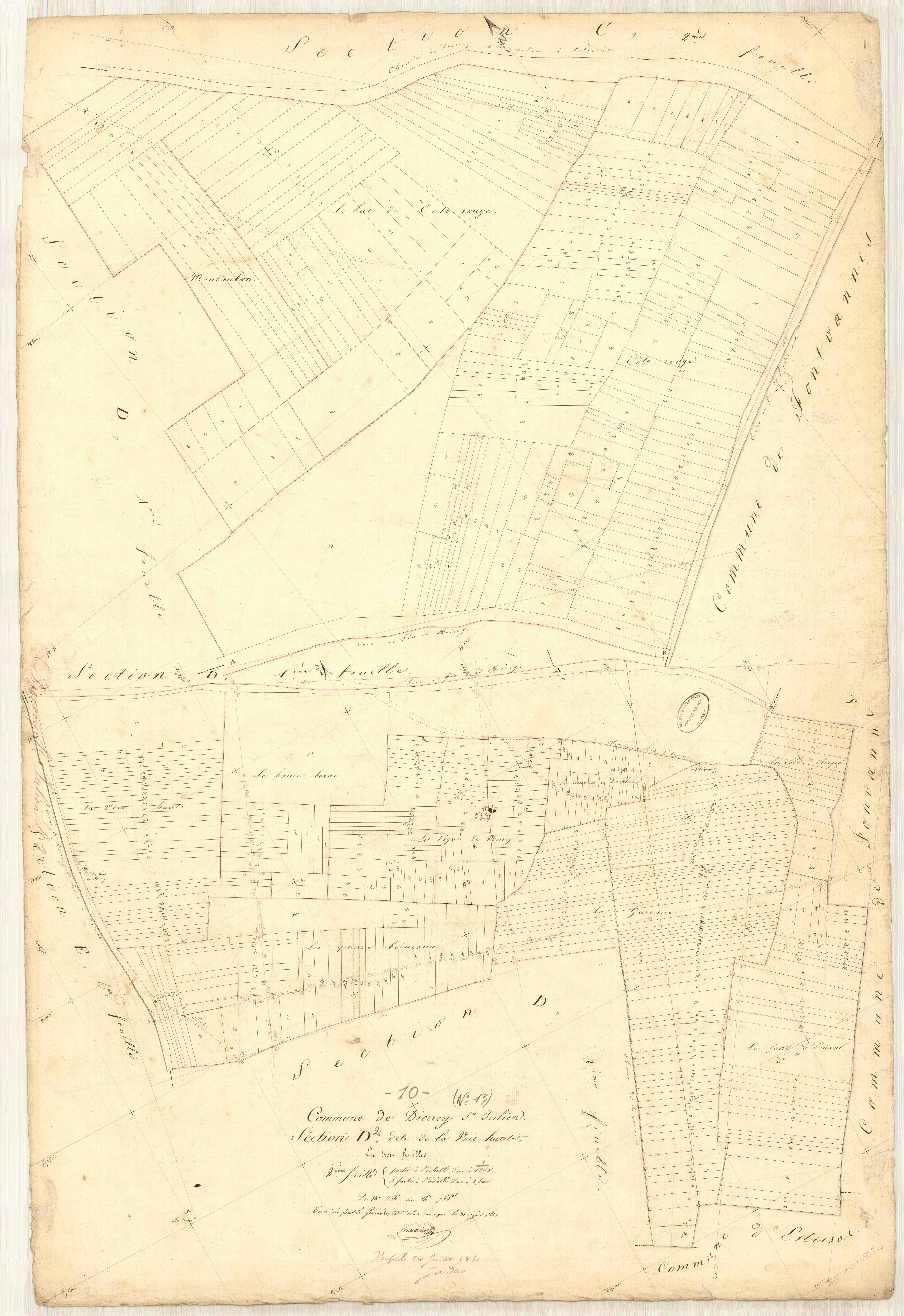 Dierrey-Saint-Julien, section D dite de la voie haute, feuille n° 2, parcelles n° 266-788