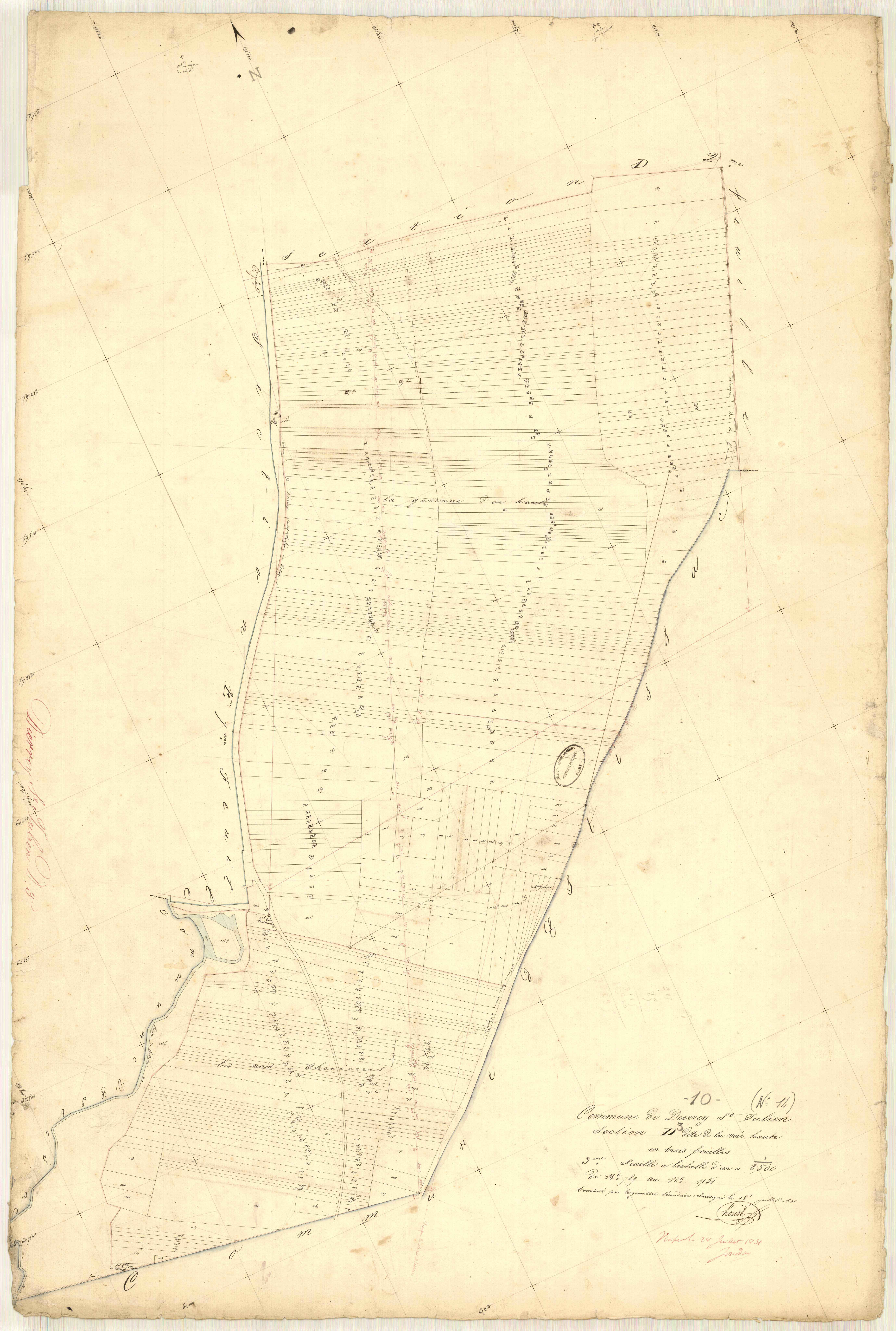 Dierrey-Saint-Julien, section D dite de la voie haute, feuille n° 3, parcelles n° 789-1151