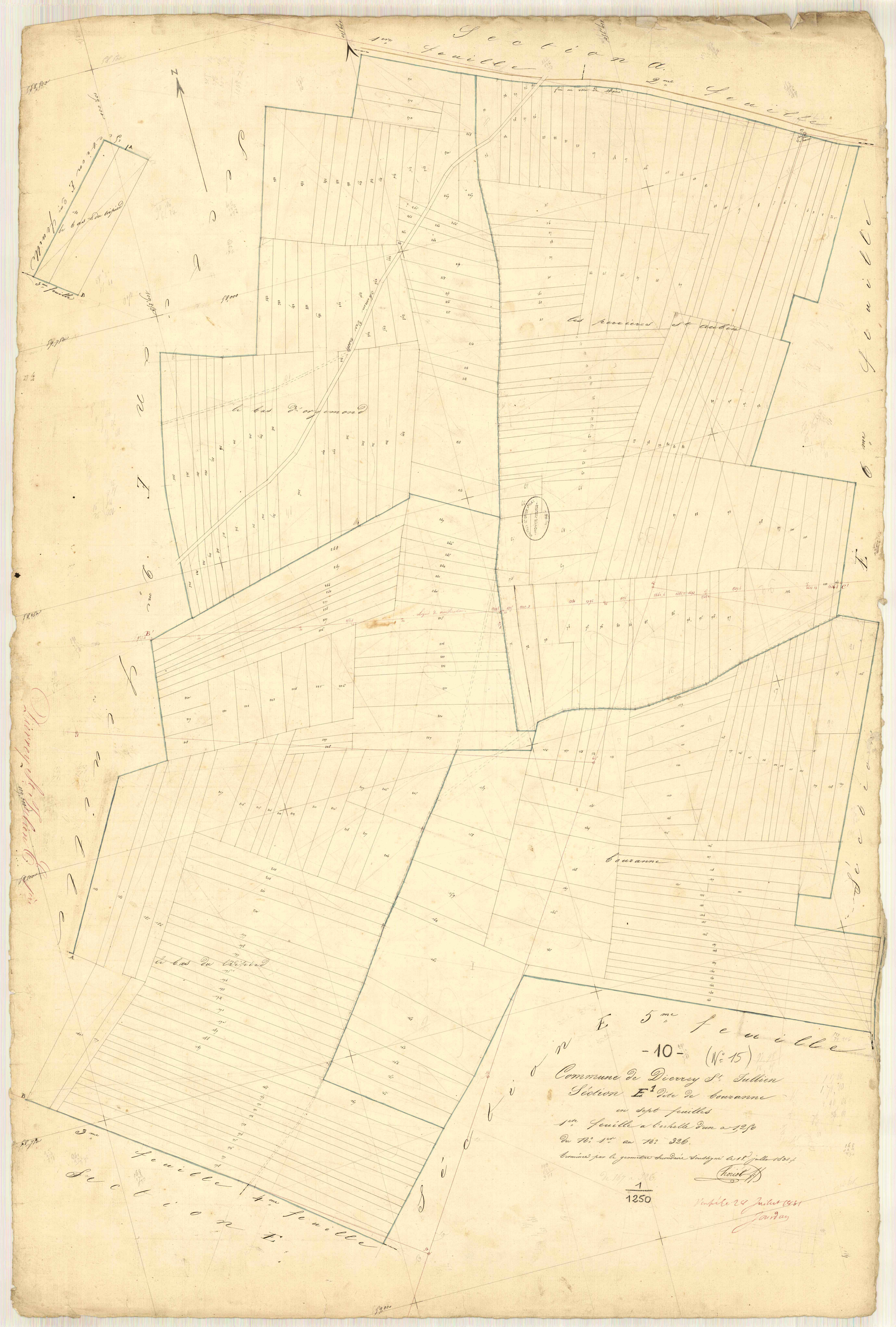 Dierrey-Saint-Julien, section E dite de Bouzanne, feuille n° 1, parcelles n° 1-326