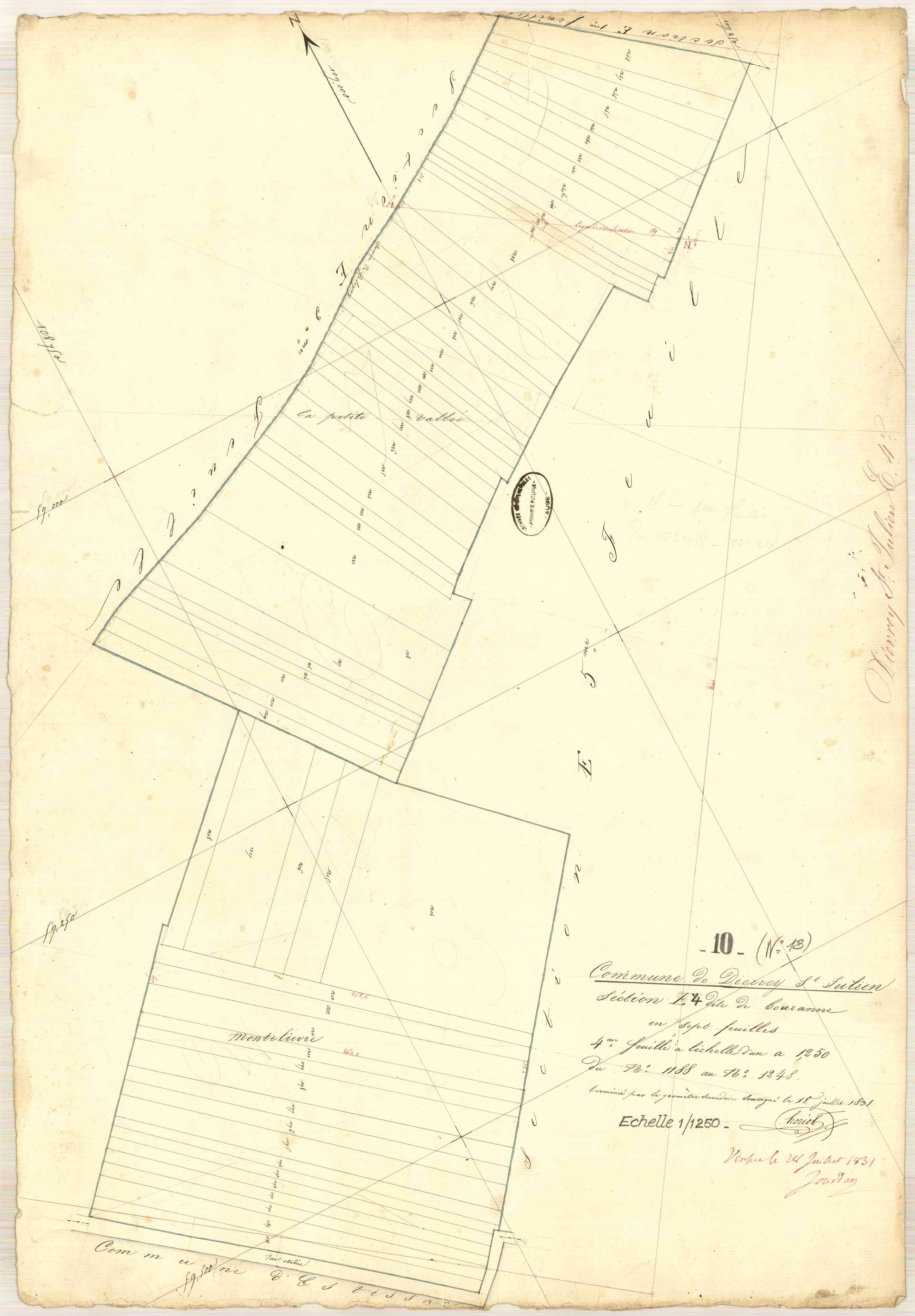 Dierrey-Saint-Julien, section E dite de Bouzanne, feuille n° 4, parcelles n° 1188-1248