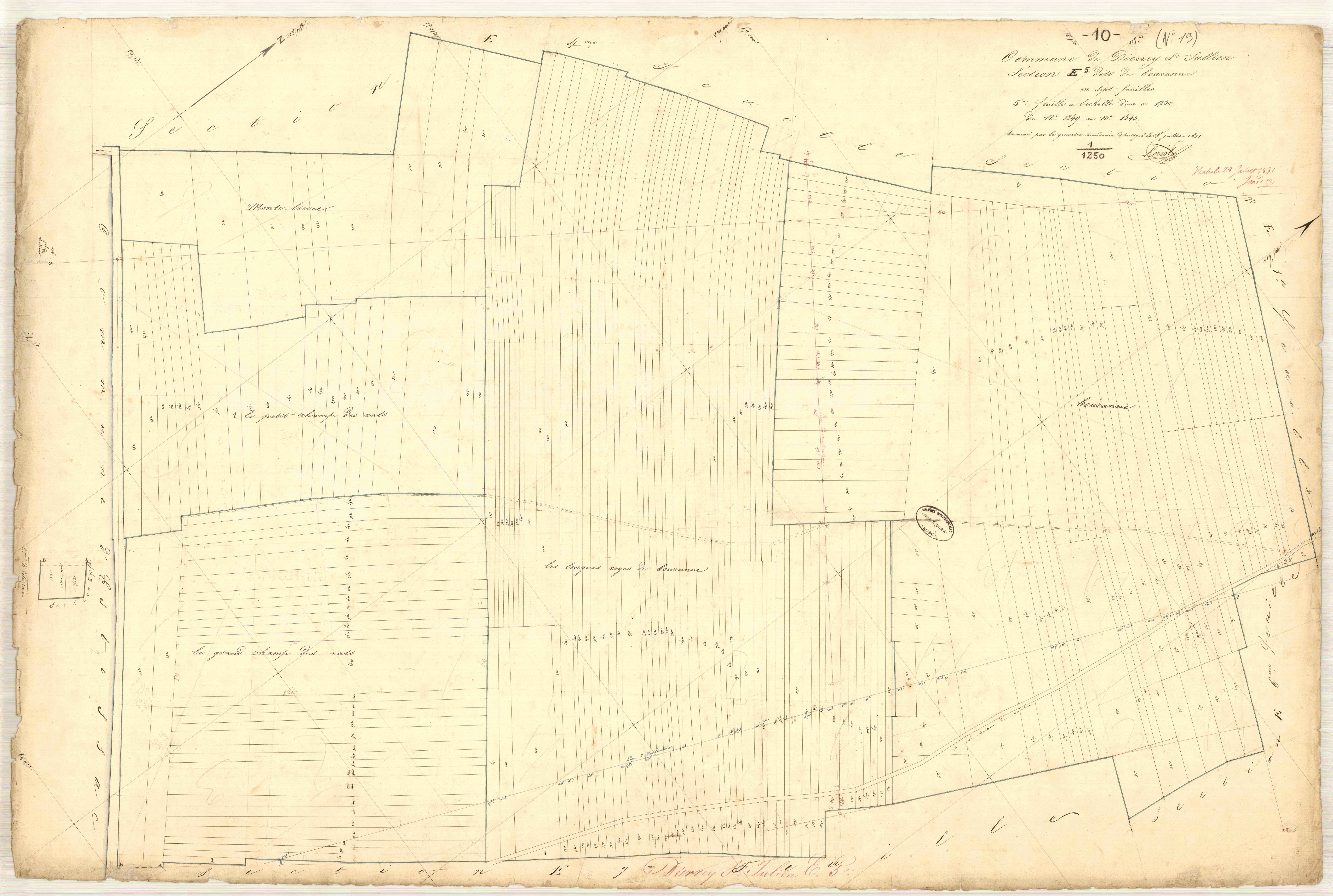 Dierrey-Saint-Julien, section E dite de Bouzanne, feuille n° 5, parcelles n° 1249-1543
