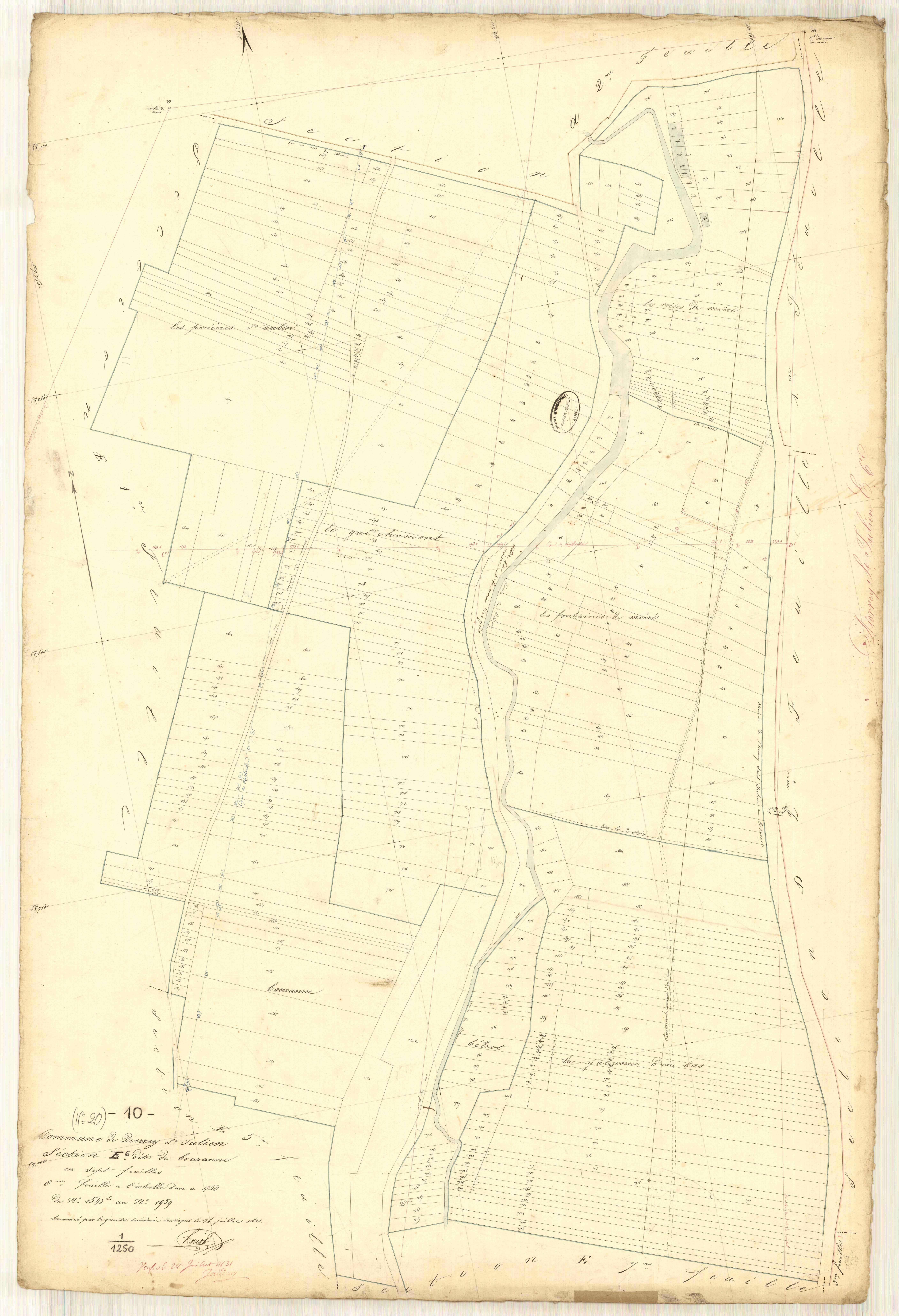 Dierrey-Saint-Julien, section E dite de Bouzanne, feuille n° 6, parcelles n° 1543-1959