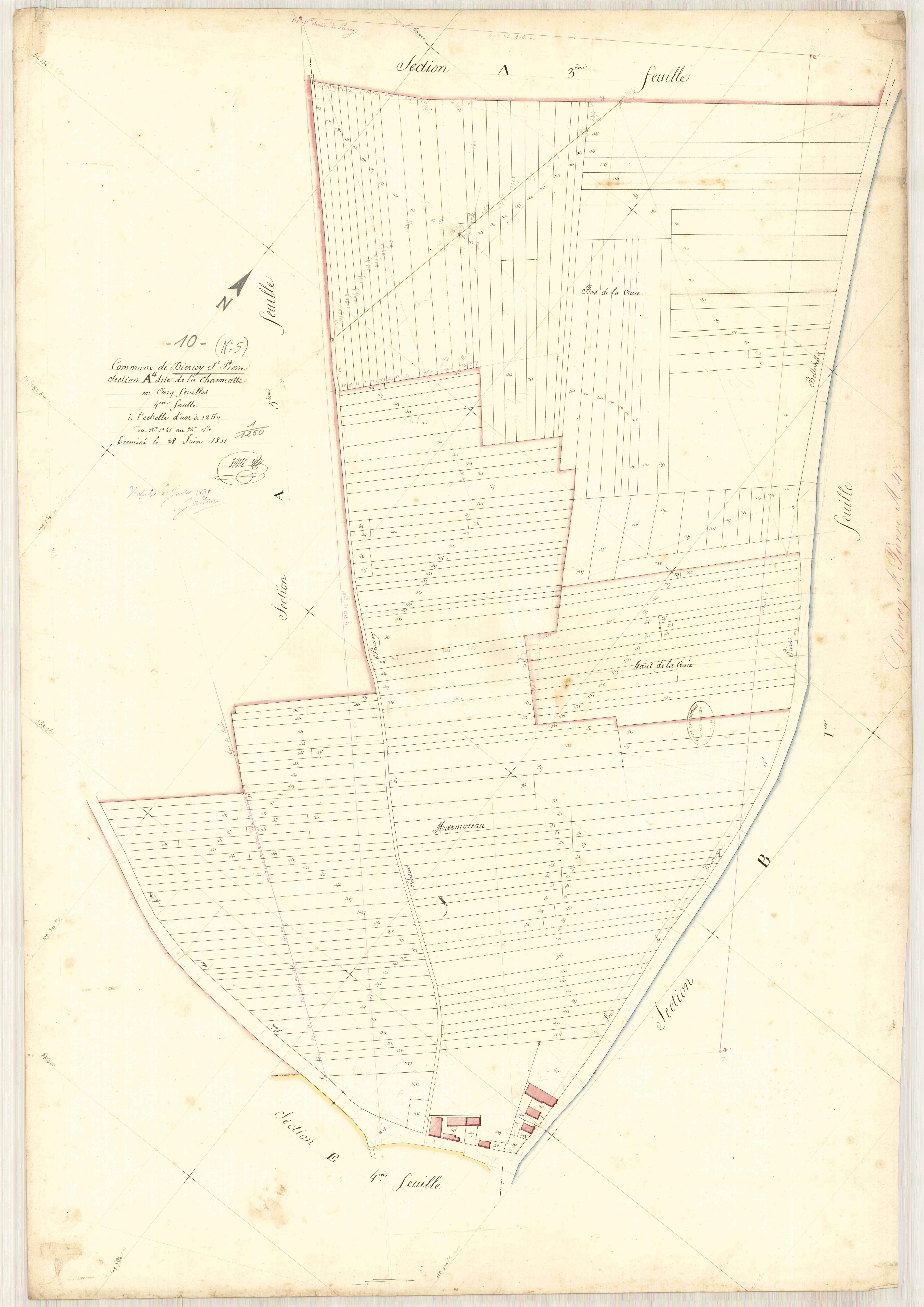 Dierrey-Saint-Pierre, section A dite de la charmatte, feuille n° 4, parcelles n° 1341-1550