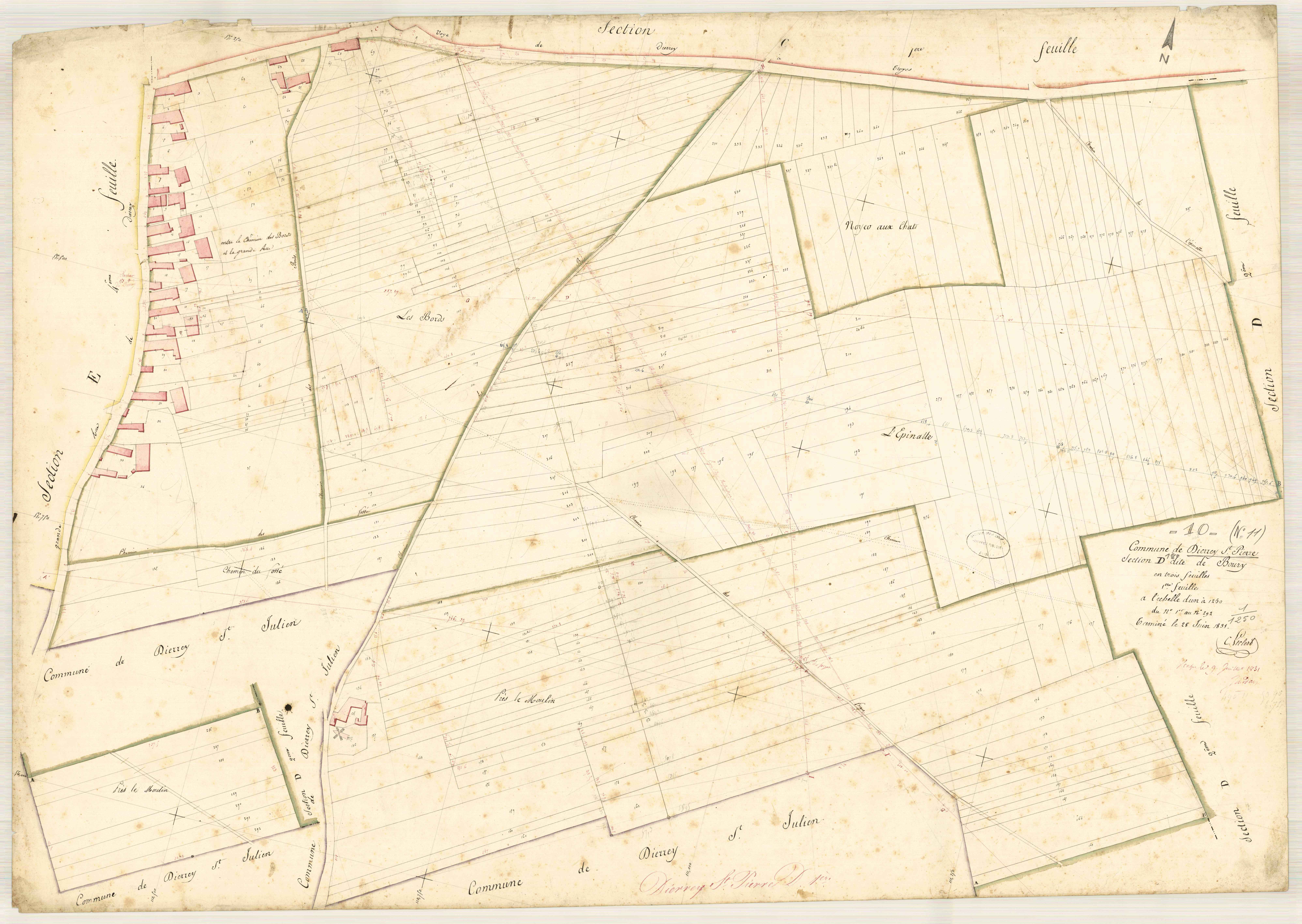 Dierrey-Saint-Pierre, section D dite de Boury, feuille n° 1, parcelles n° 1-292