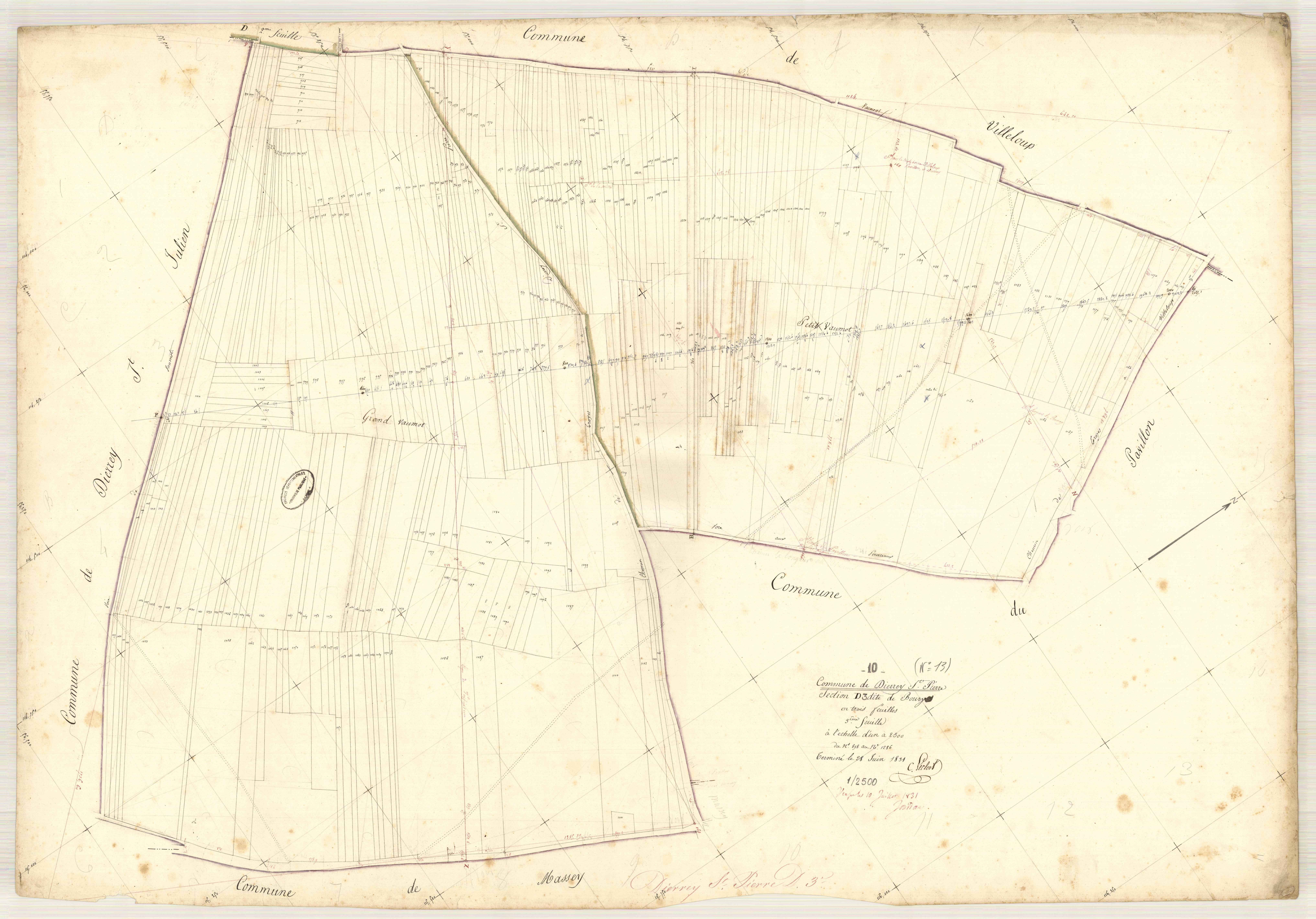 Dierrey-Saint-Pierre, section D dite de Boury, feuille n° 3, parcelles n° 898-1286