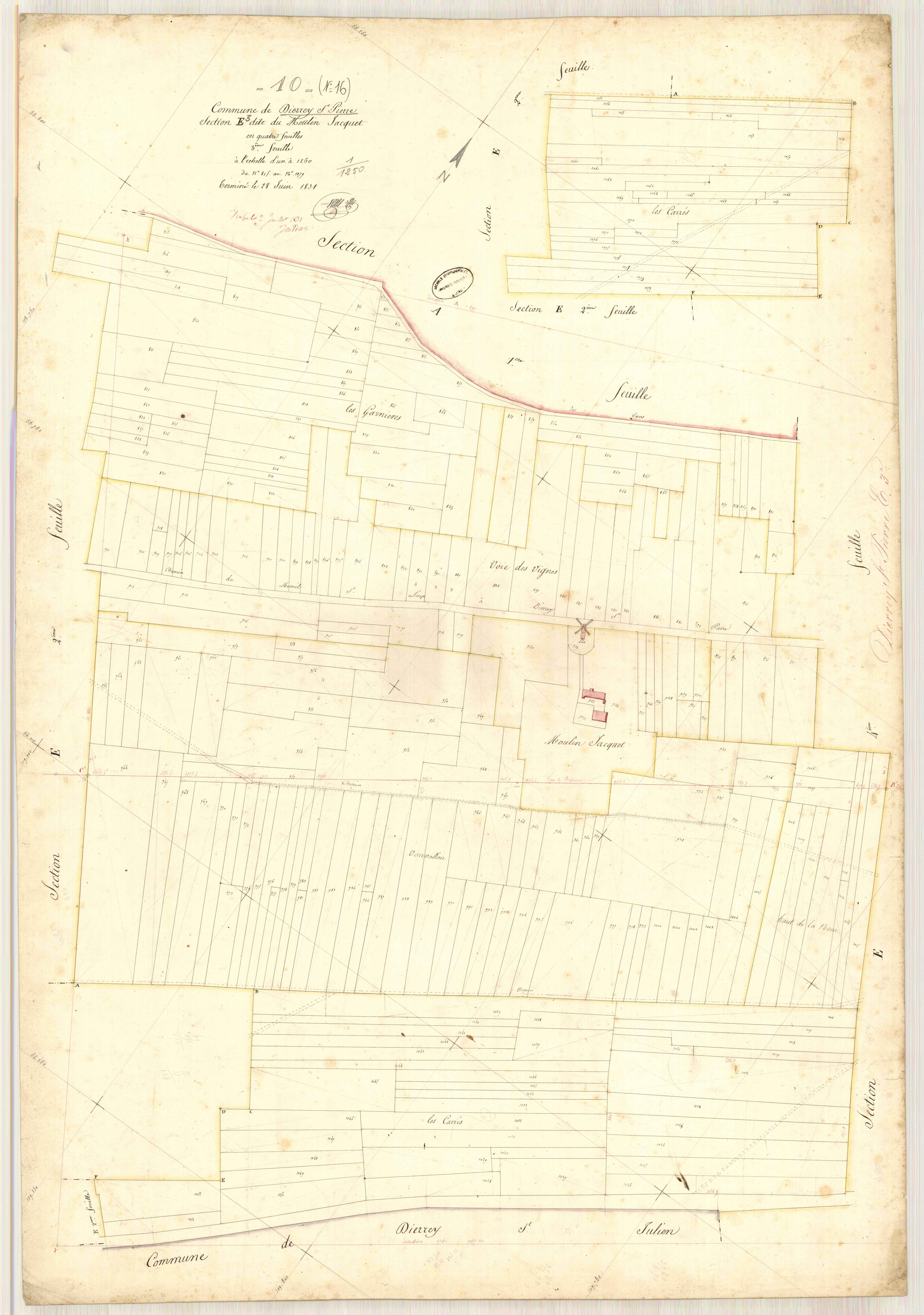 Dierrey-Saint-Pierre, section E dite du moulin Jacquet, feuille n° 3, parcelles n° 815-1079