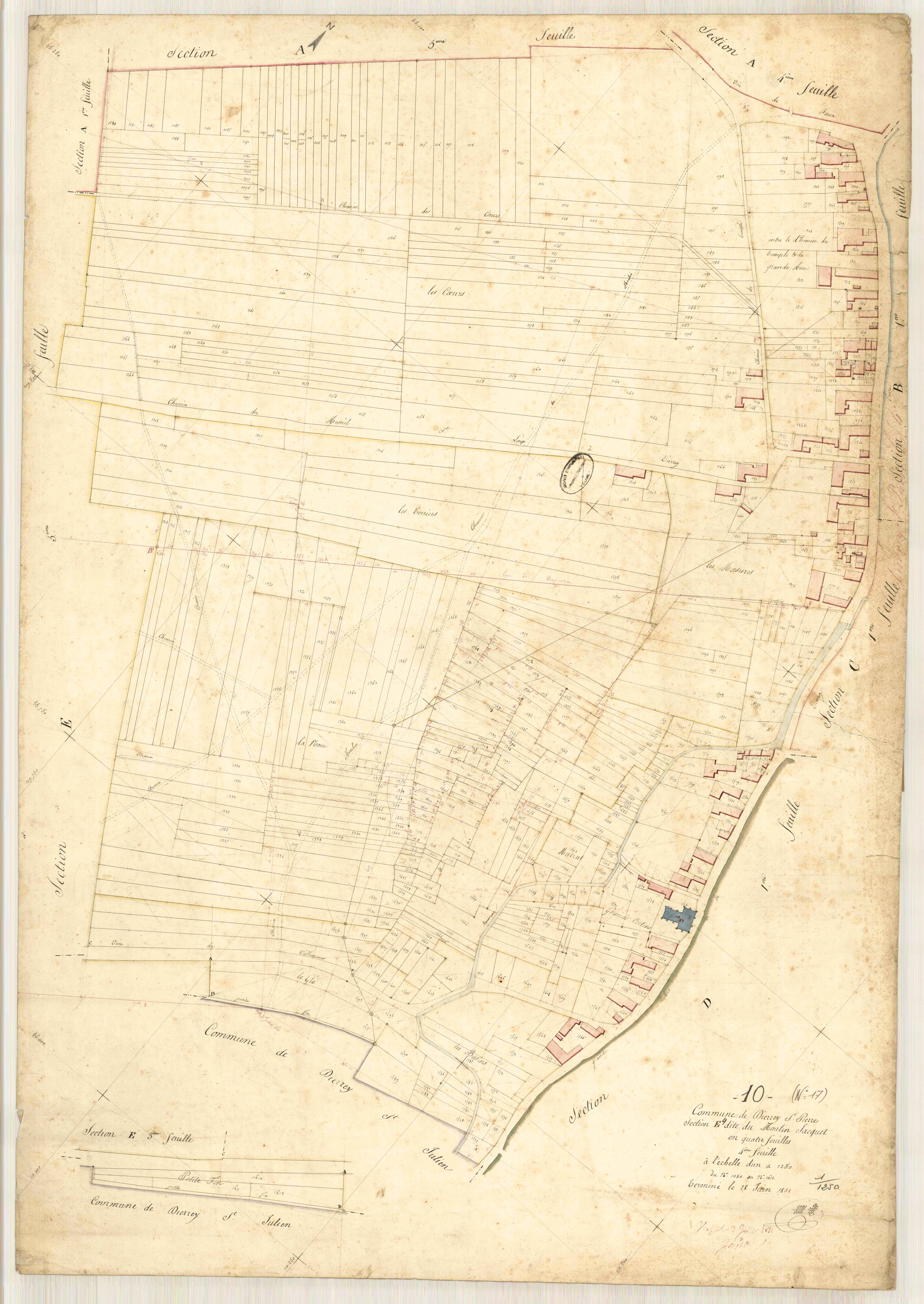 Dierrey-Saint-Pierre, section E dite du moulin Jacquet, feuille n° 4, parcelles n° 1080-1612