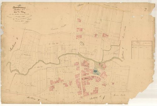 Donnement, section C dite du village, feuille n° 3, parcelles n° 1040-1455