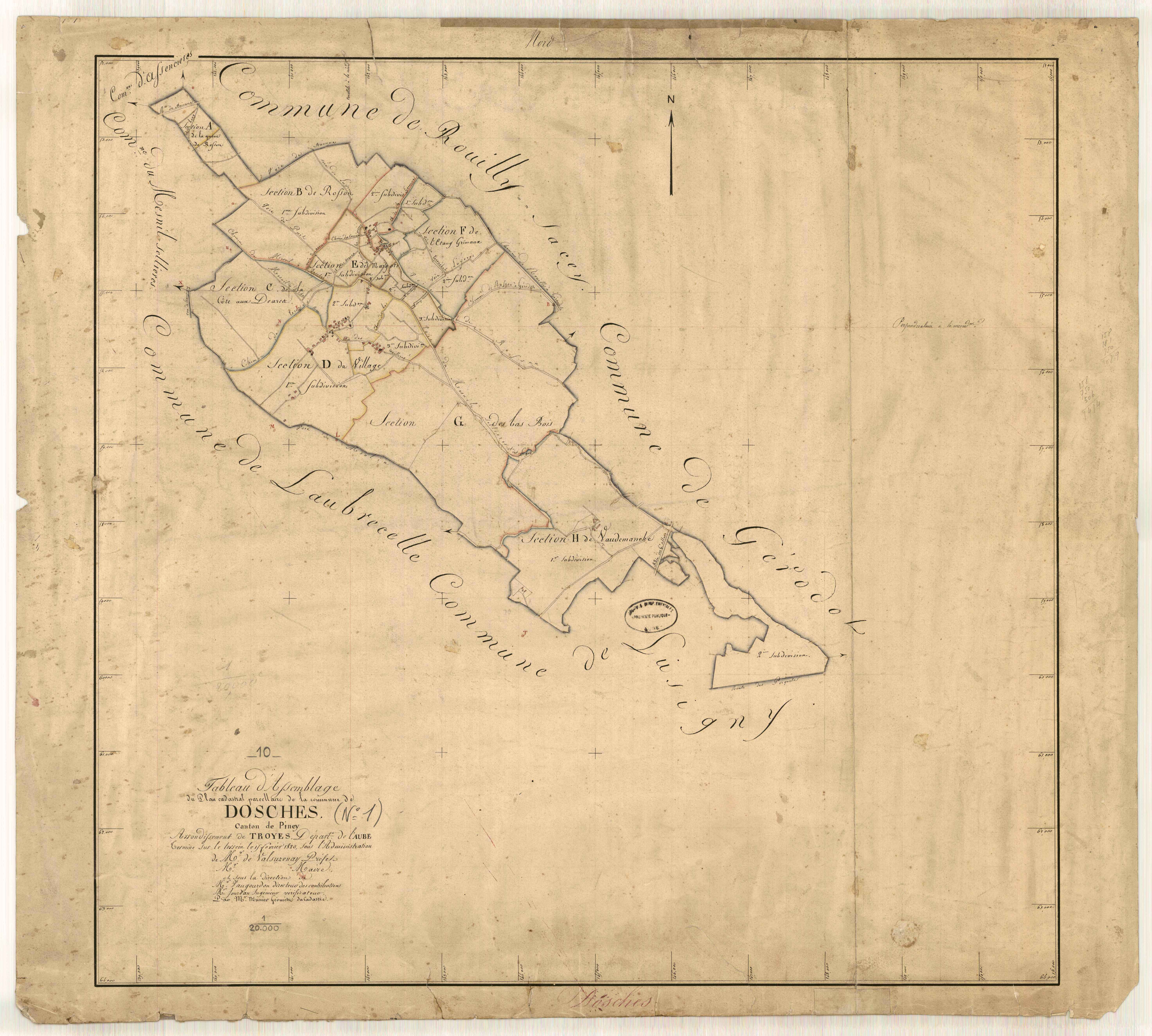 Dosches, tableau d'assemblage