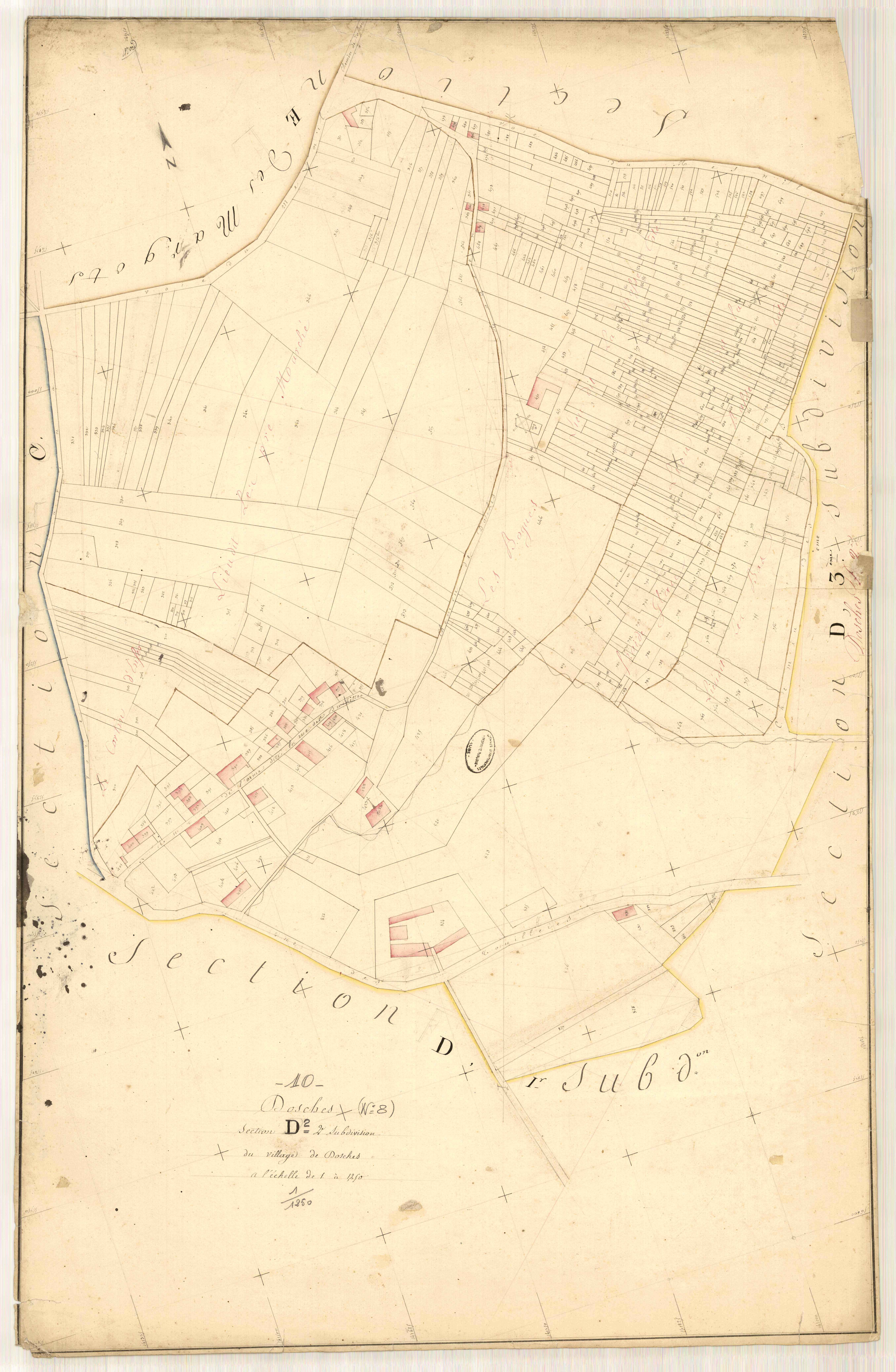 Dosches, section D dite du village de Dosches, feuille n° 2