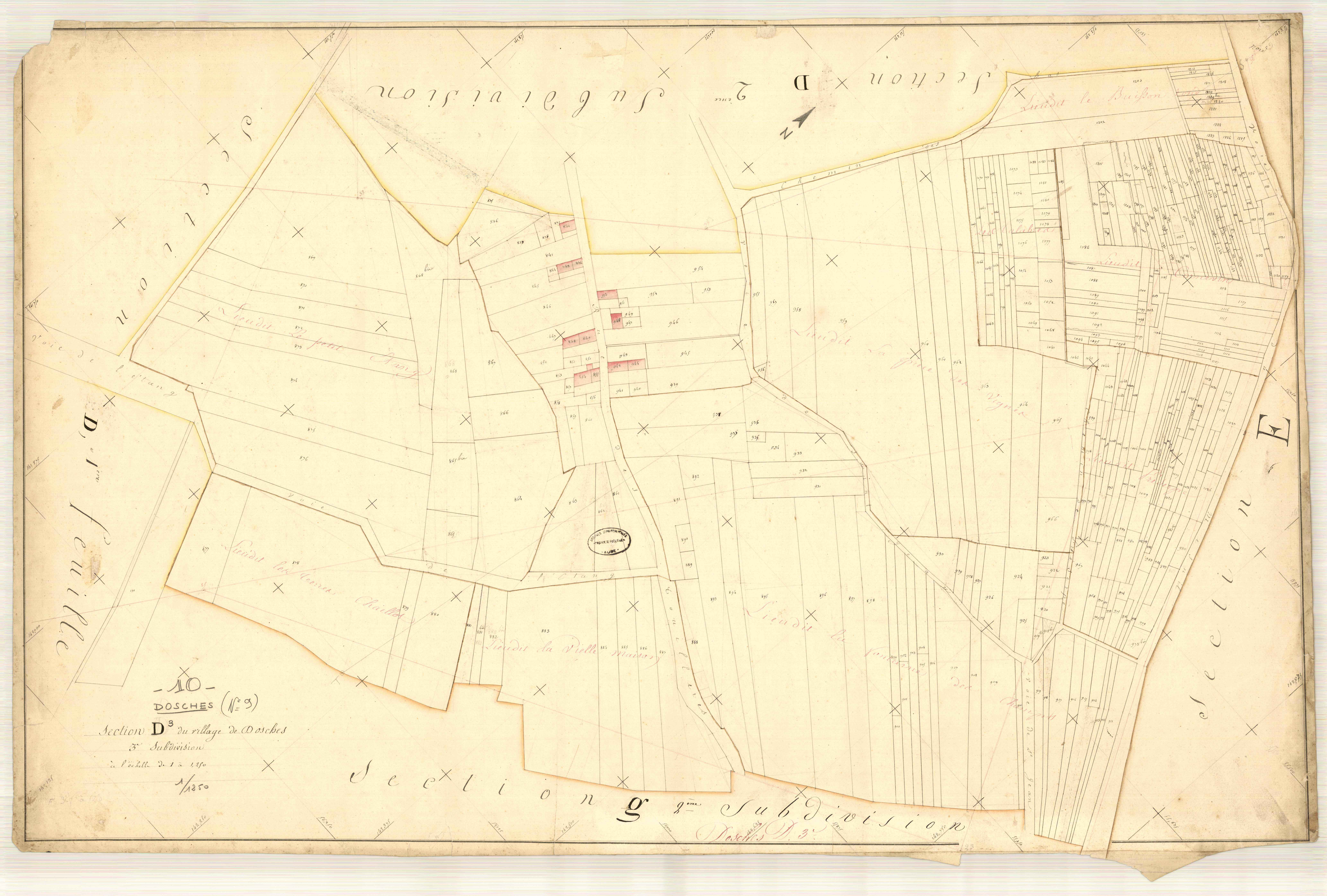 Dosches, section D dite du village de Dosches, feuille n° 3