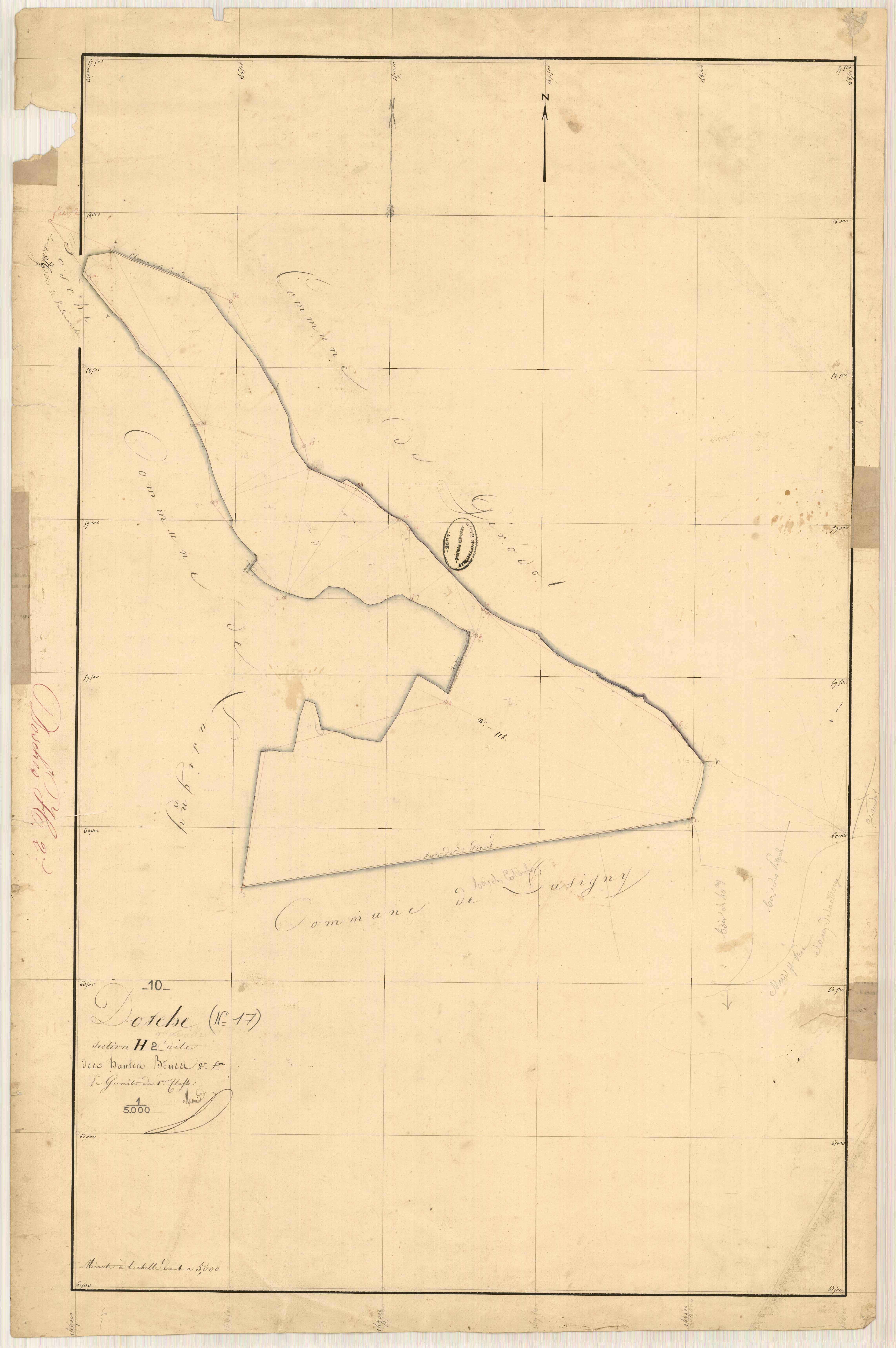 Dosches, section H dite de Vaudemanche, feuille n° 2
