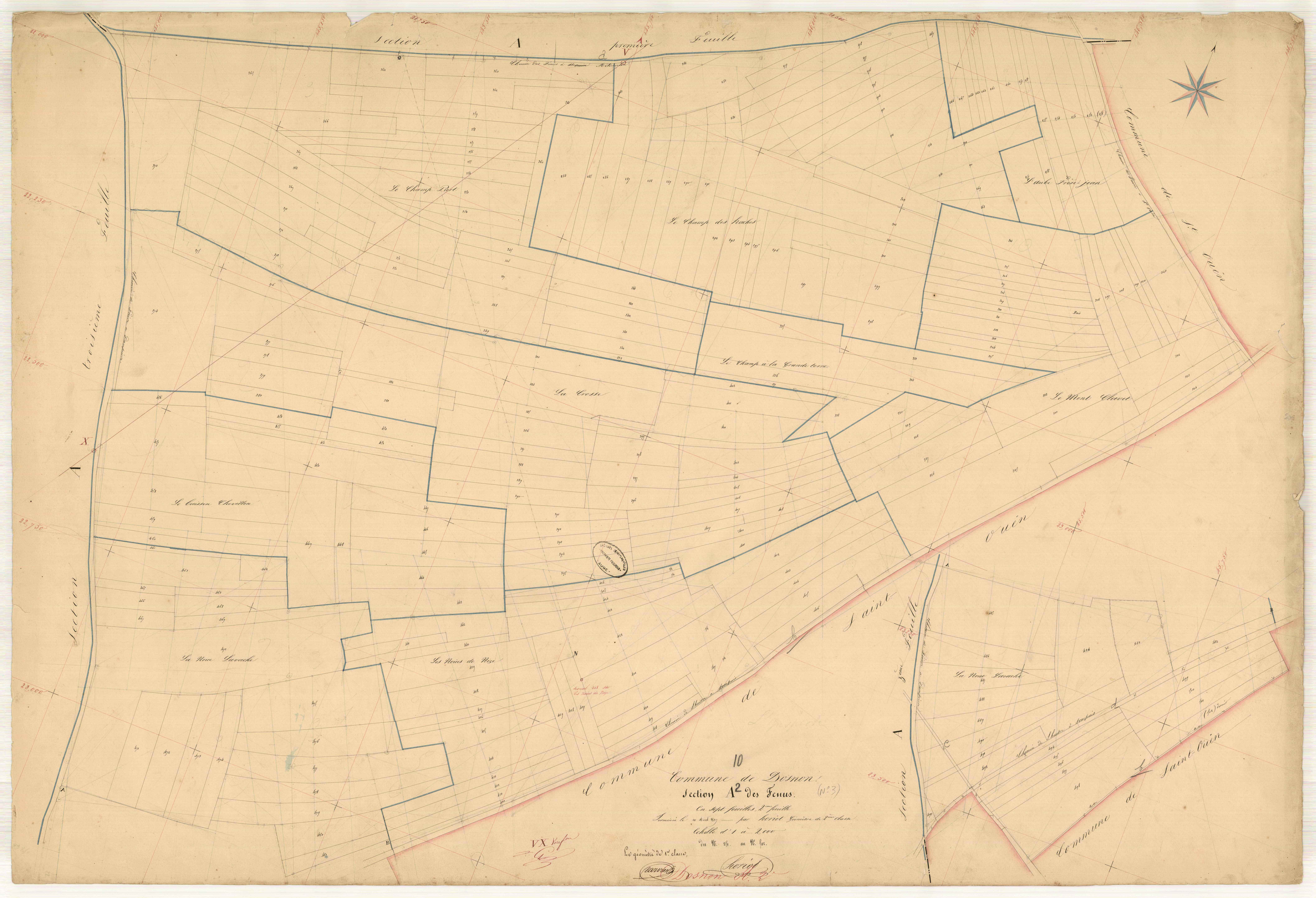 Dosnon, section A dite des Fes, feuille n° 2, parcelles n° 251-502