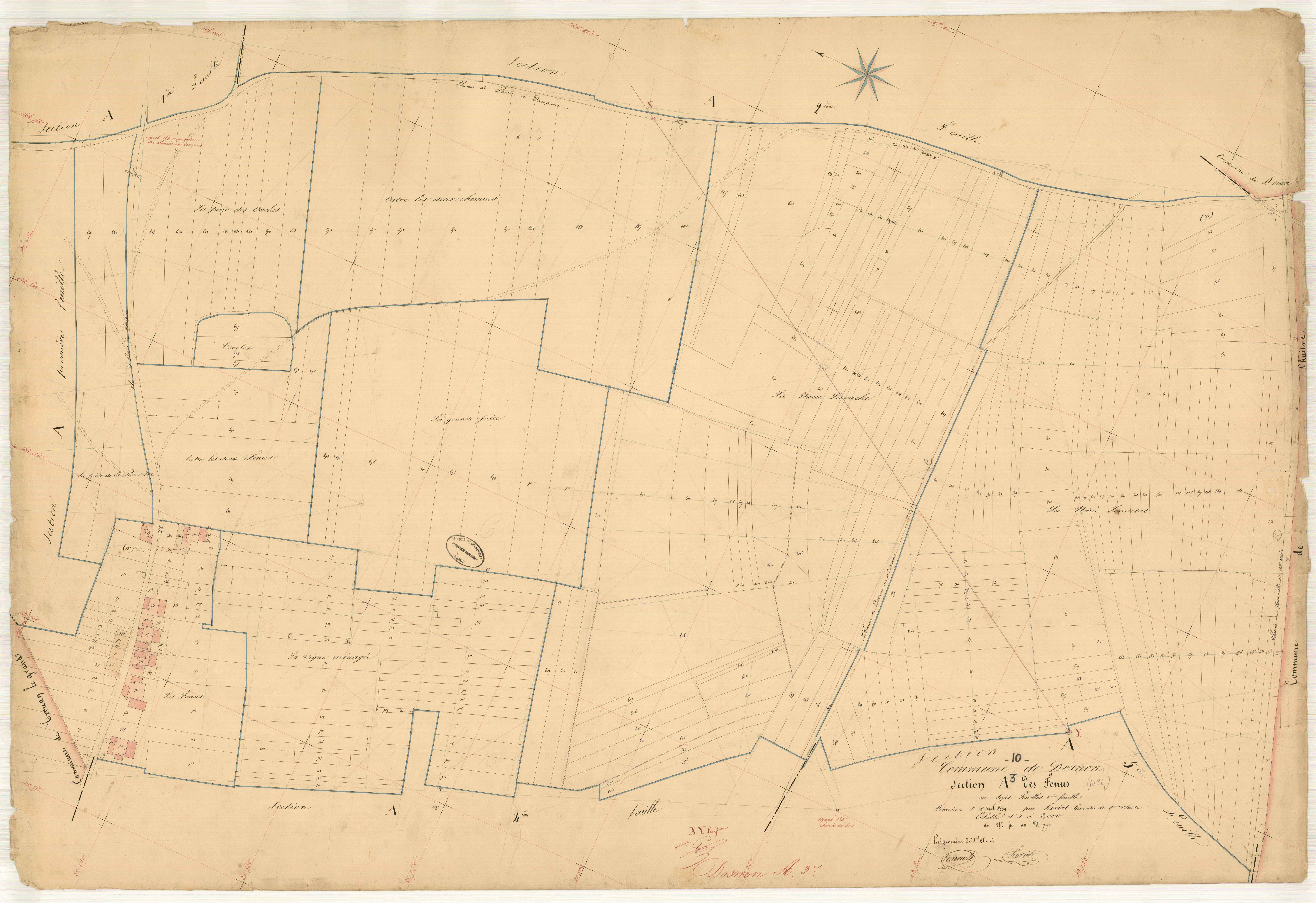 Dosnon, section A dite des Fes, feuille n° 3, parcelles n° 503-790