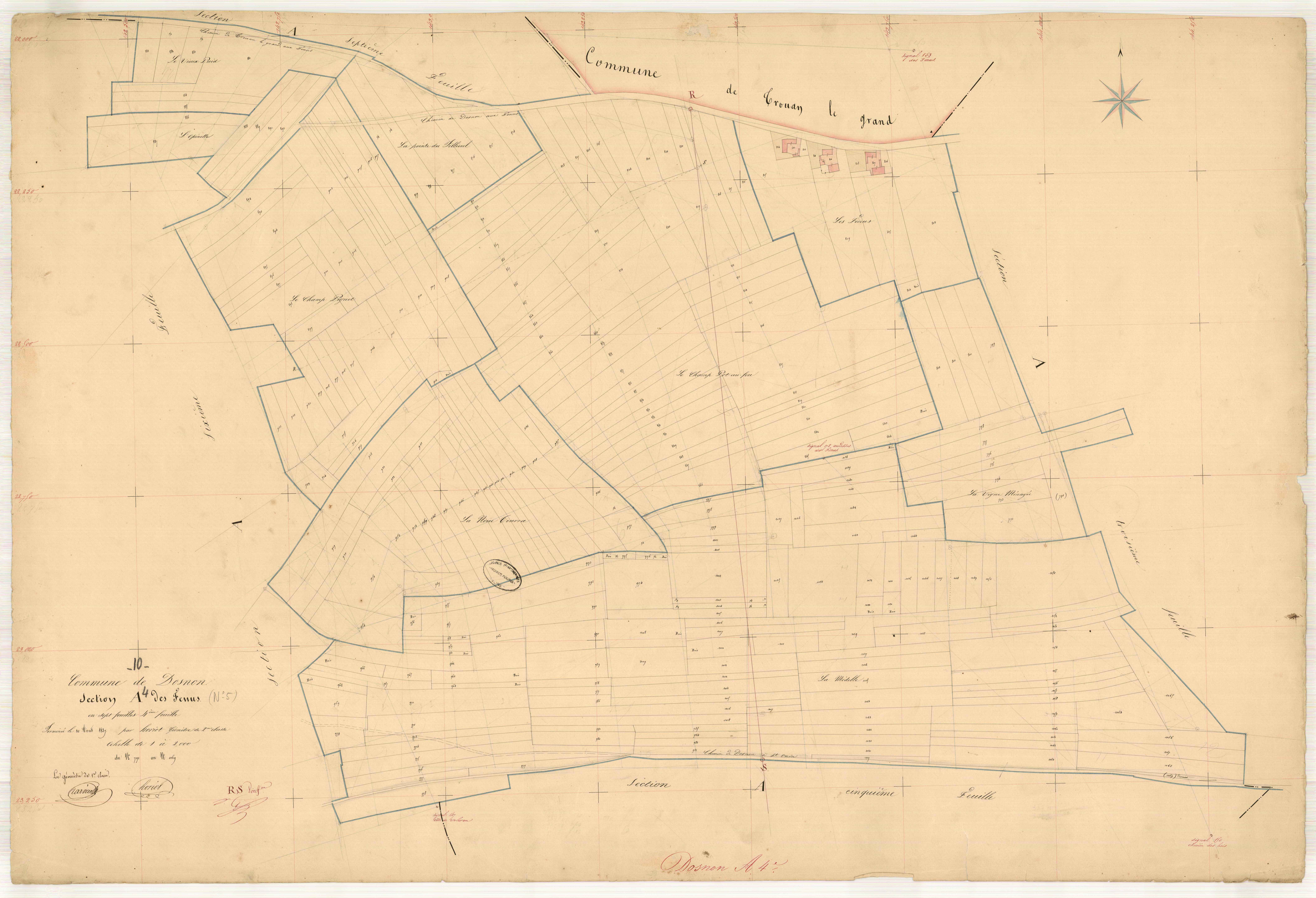 Dosnon, section A dite des Fes, feuille n° 4, parcelles n° 791-1069