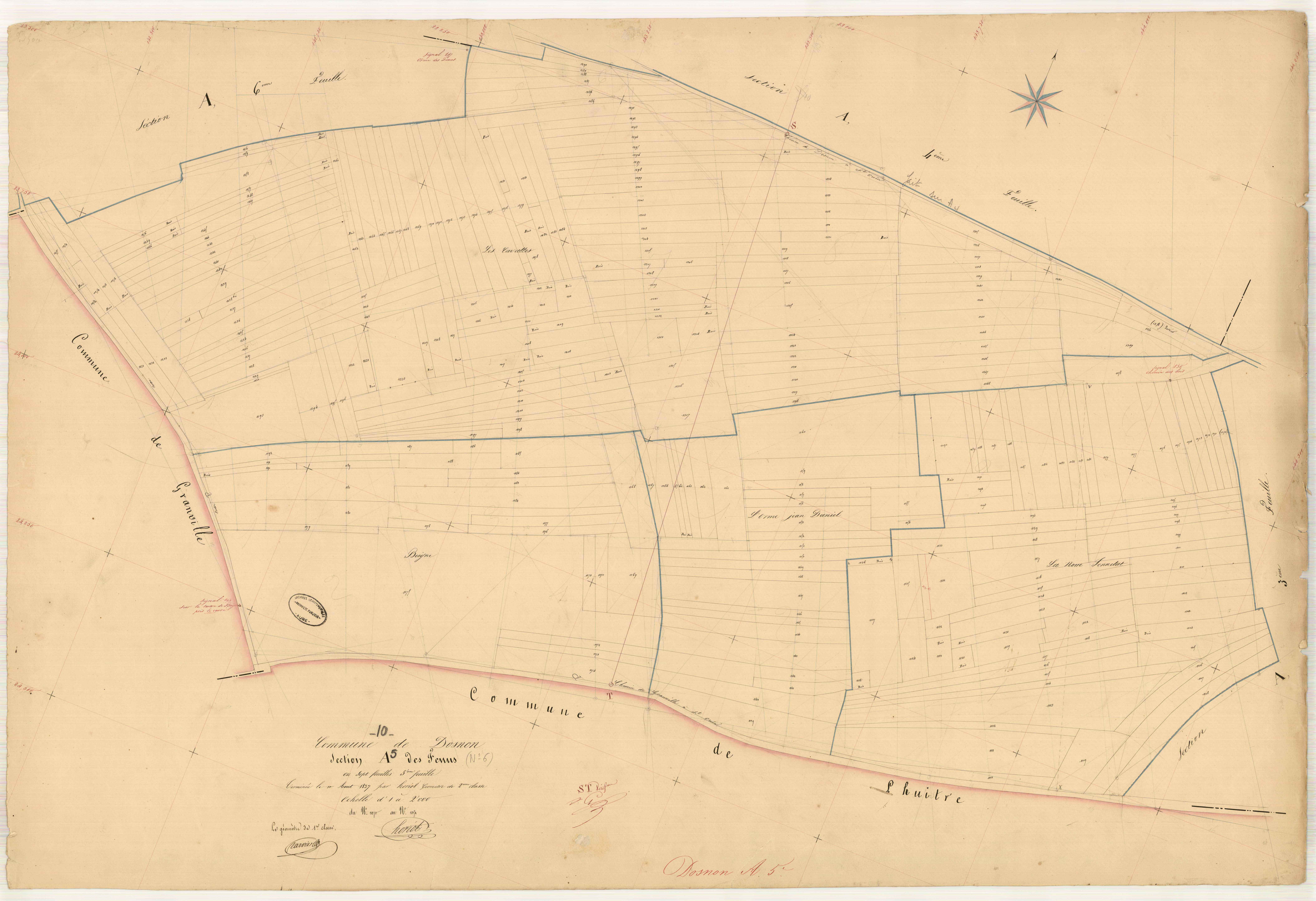 Dosnon, section A dite des Fes, feuille n° 5, parcelles n° 1070-1351