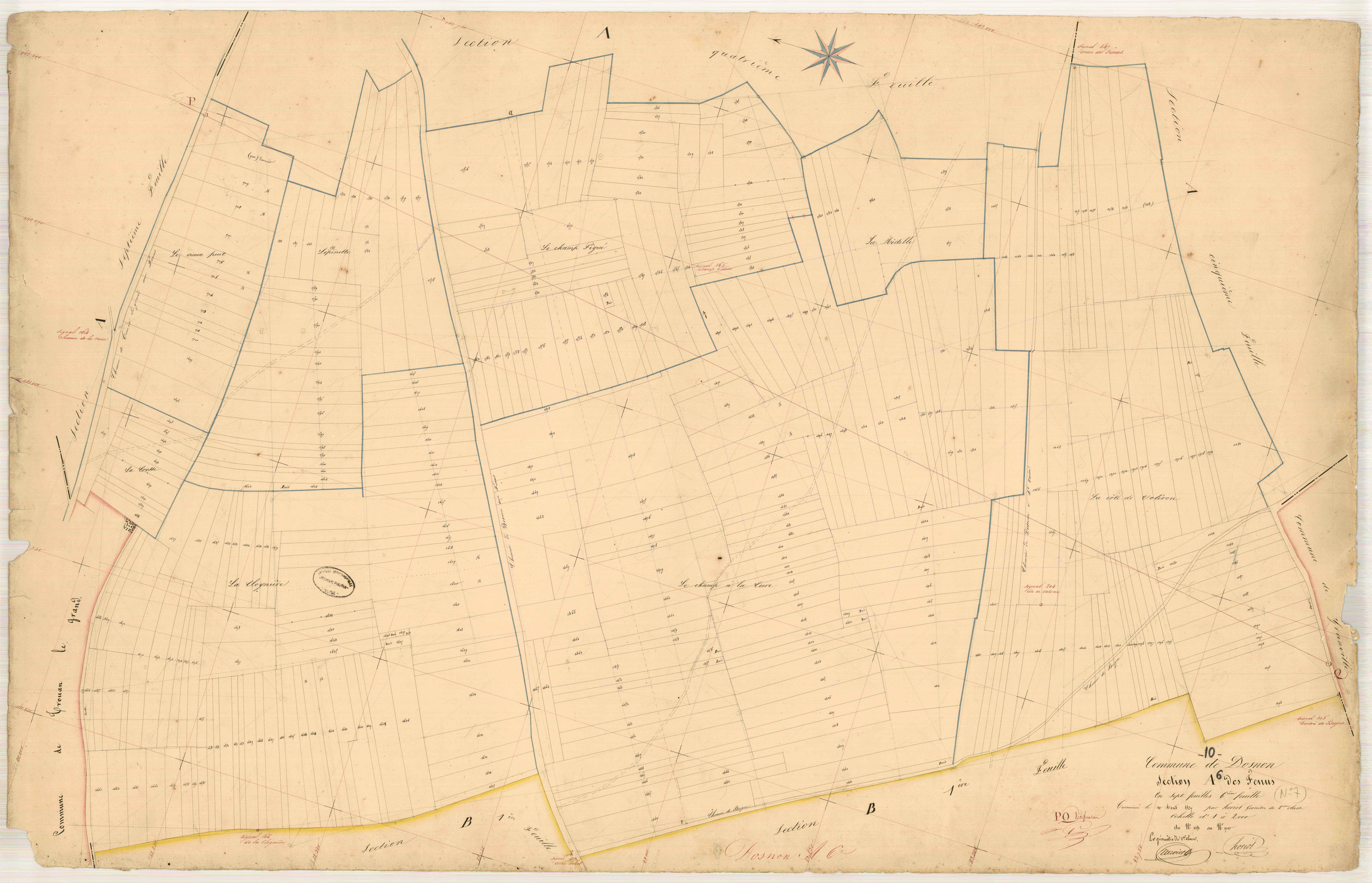 Dosnon, section A dite des Fes, feuille n° 6, parcelles n° 1352-1710