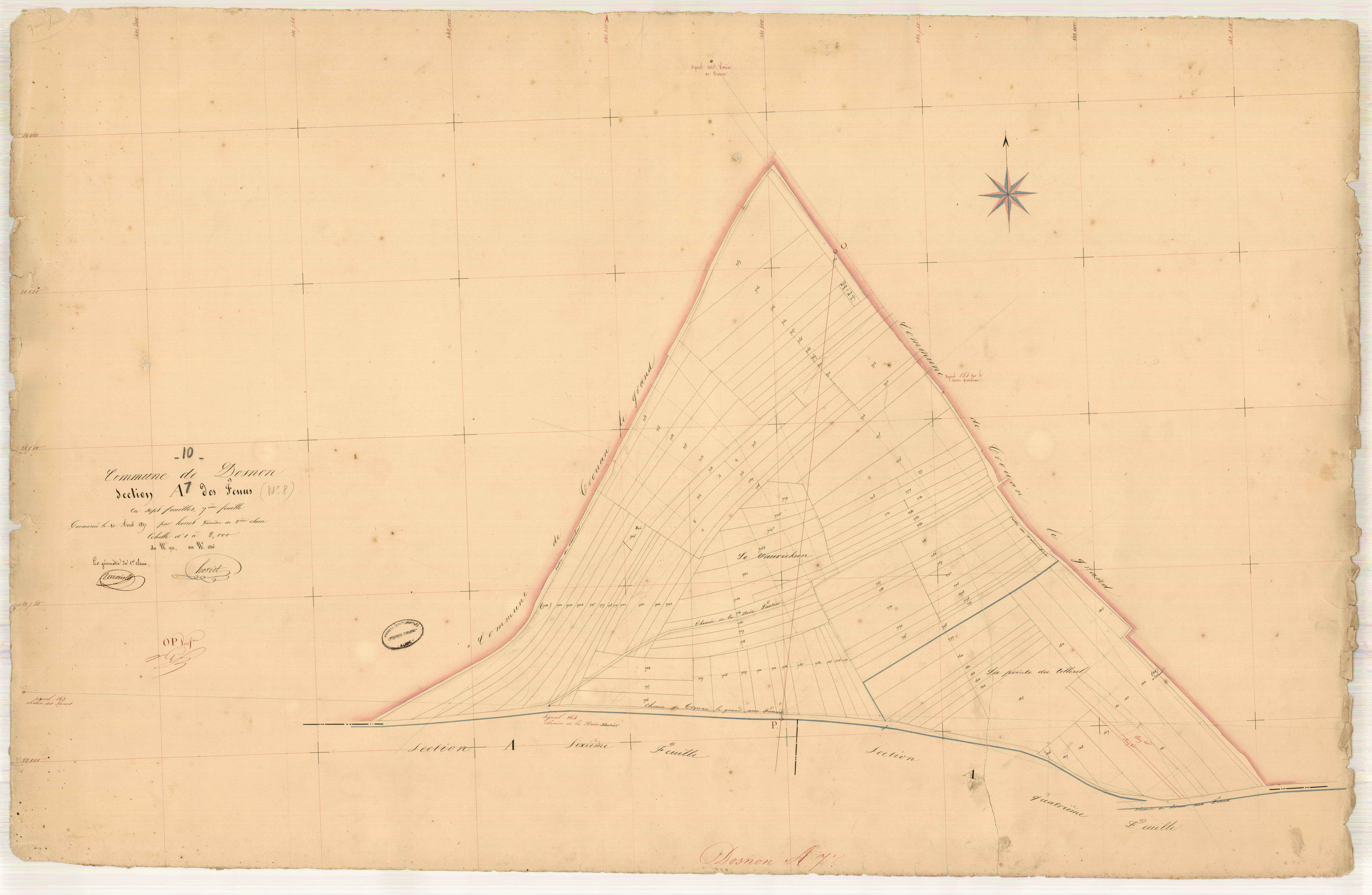 Dosnon, section A dite des Fes, feuille n° 7, parcelles n° 1711-1816