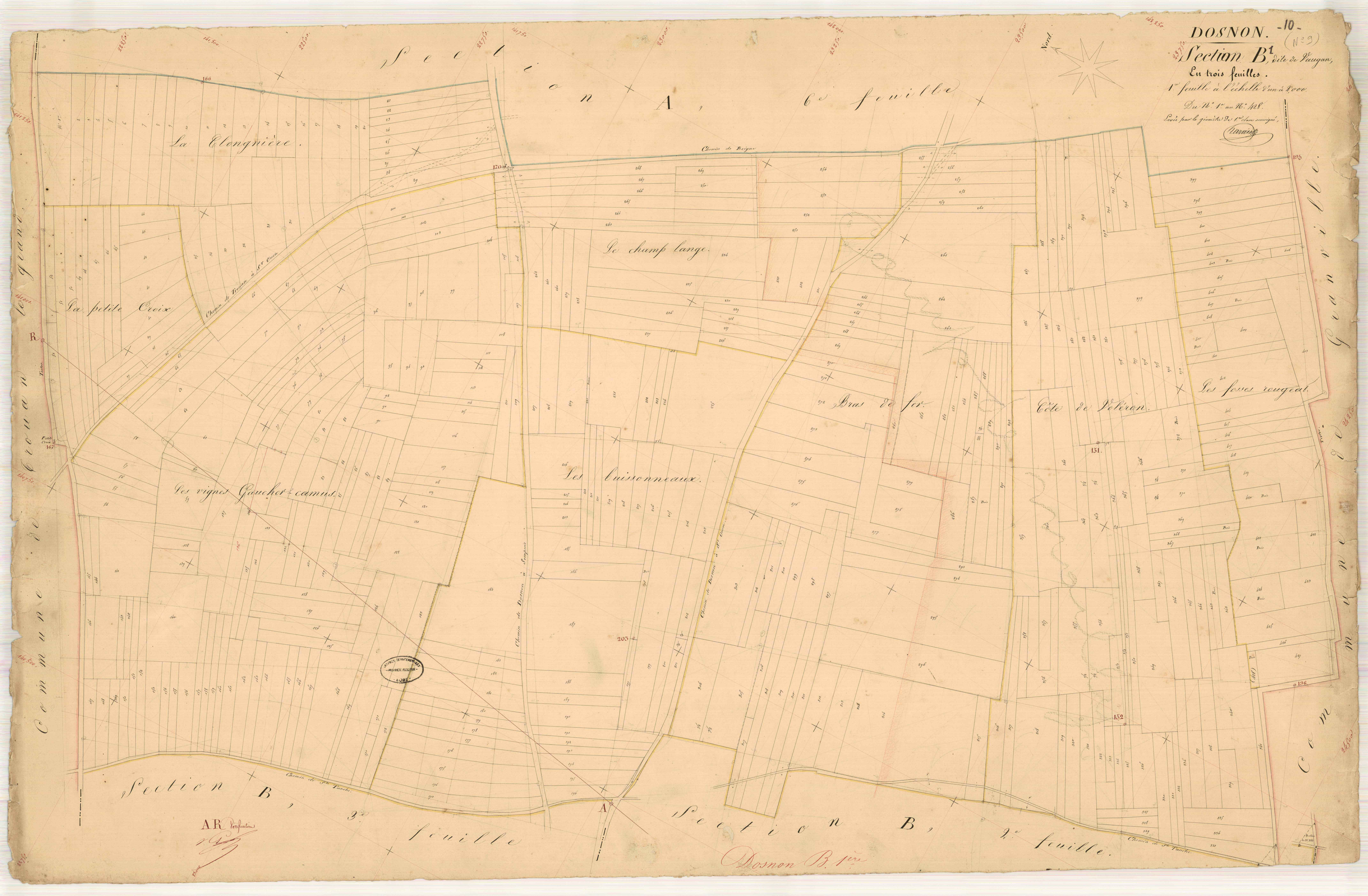 Dosnon, section B dite de Vaugan, feuille n° 1, parcelles n° 1-428