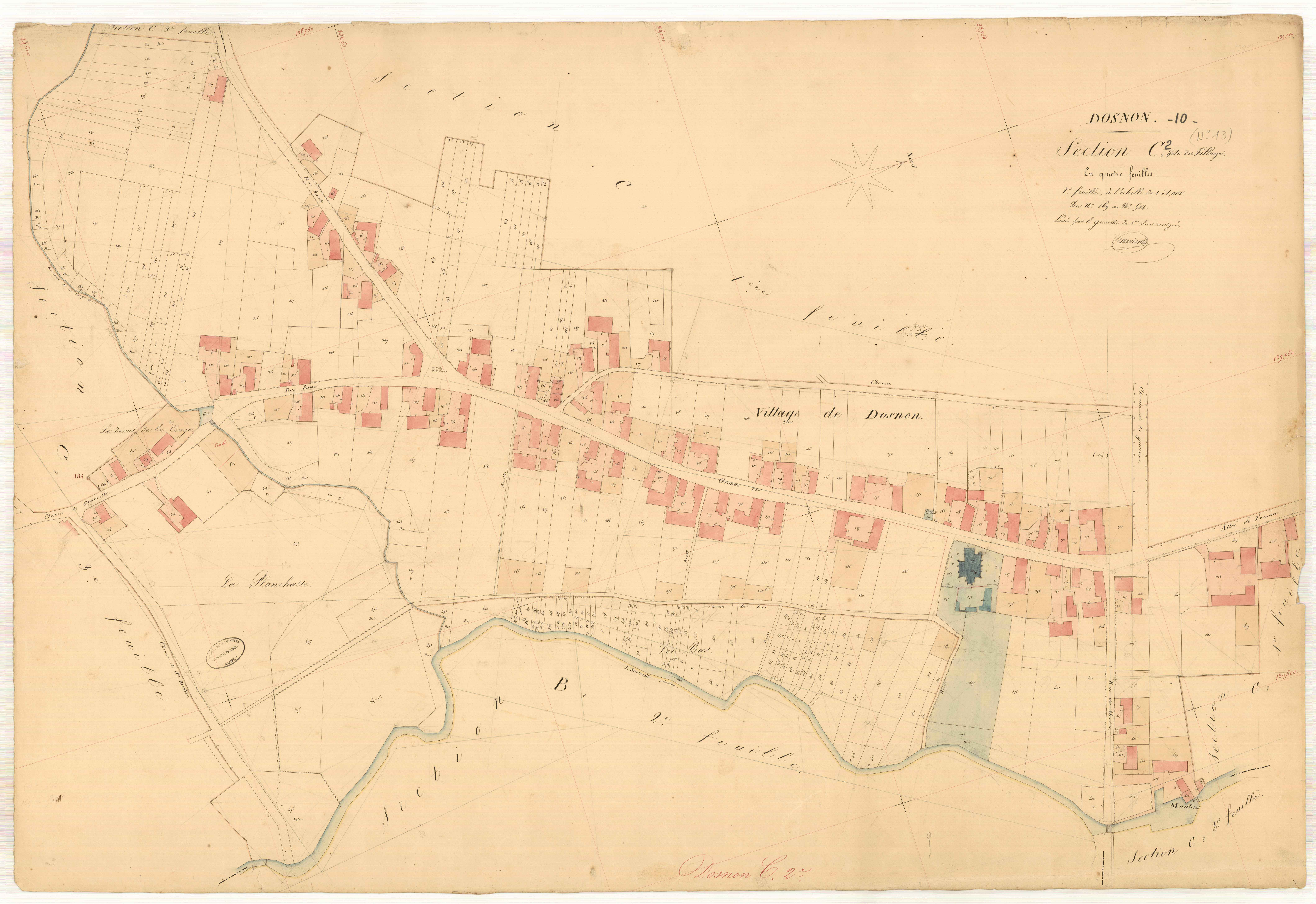 Dosnon, section C dite du village, feuille n° 2, parcelles n° 169-512