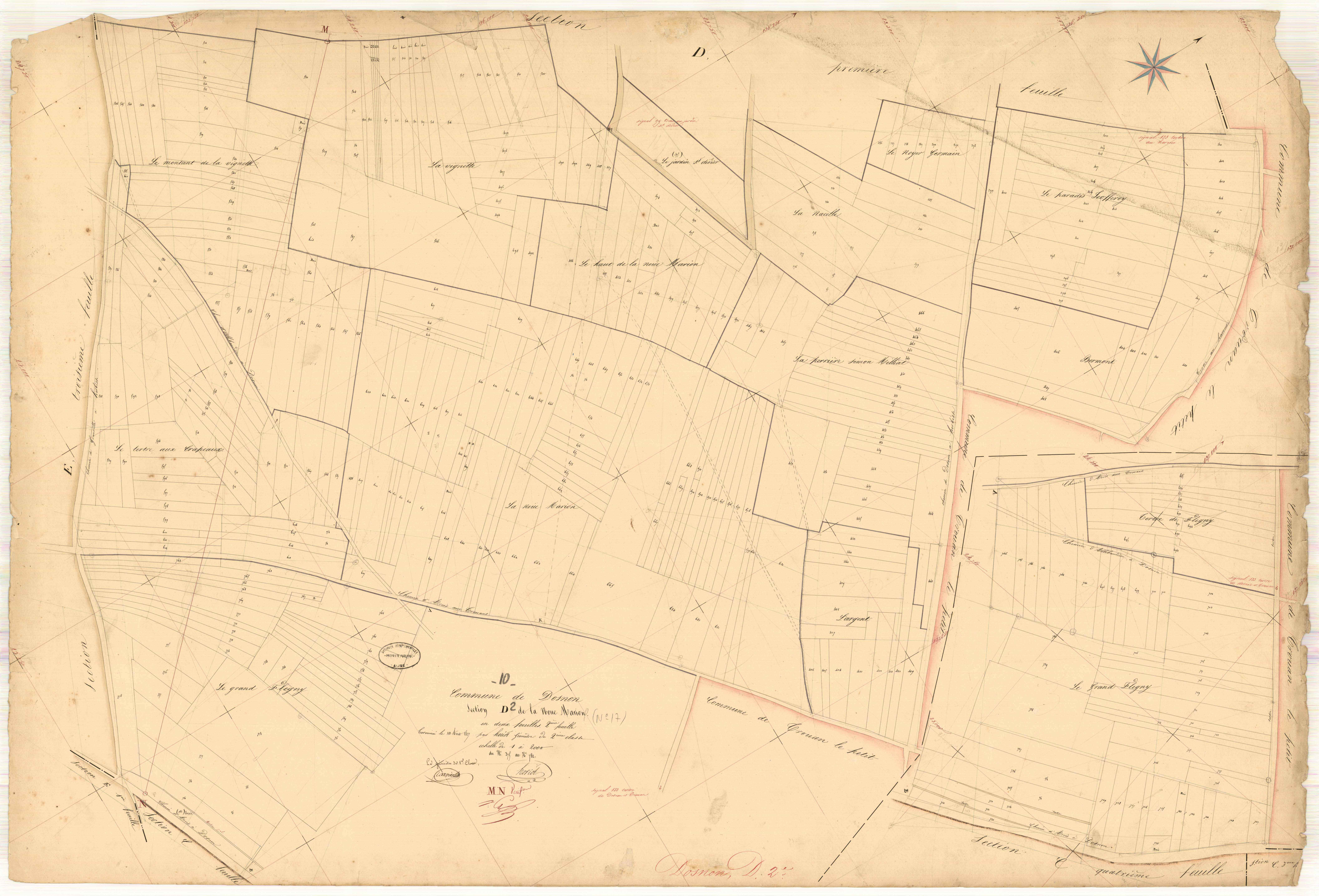 Dosnon, section D dite de la Noue Marion, feuille n° 2, parcelles n° 375-782