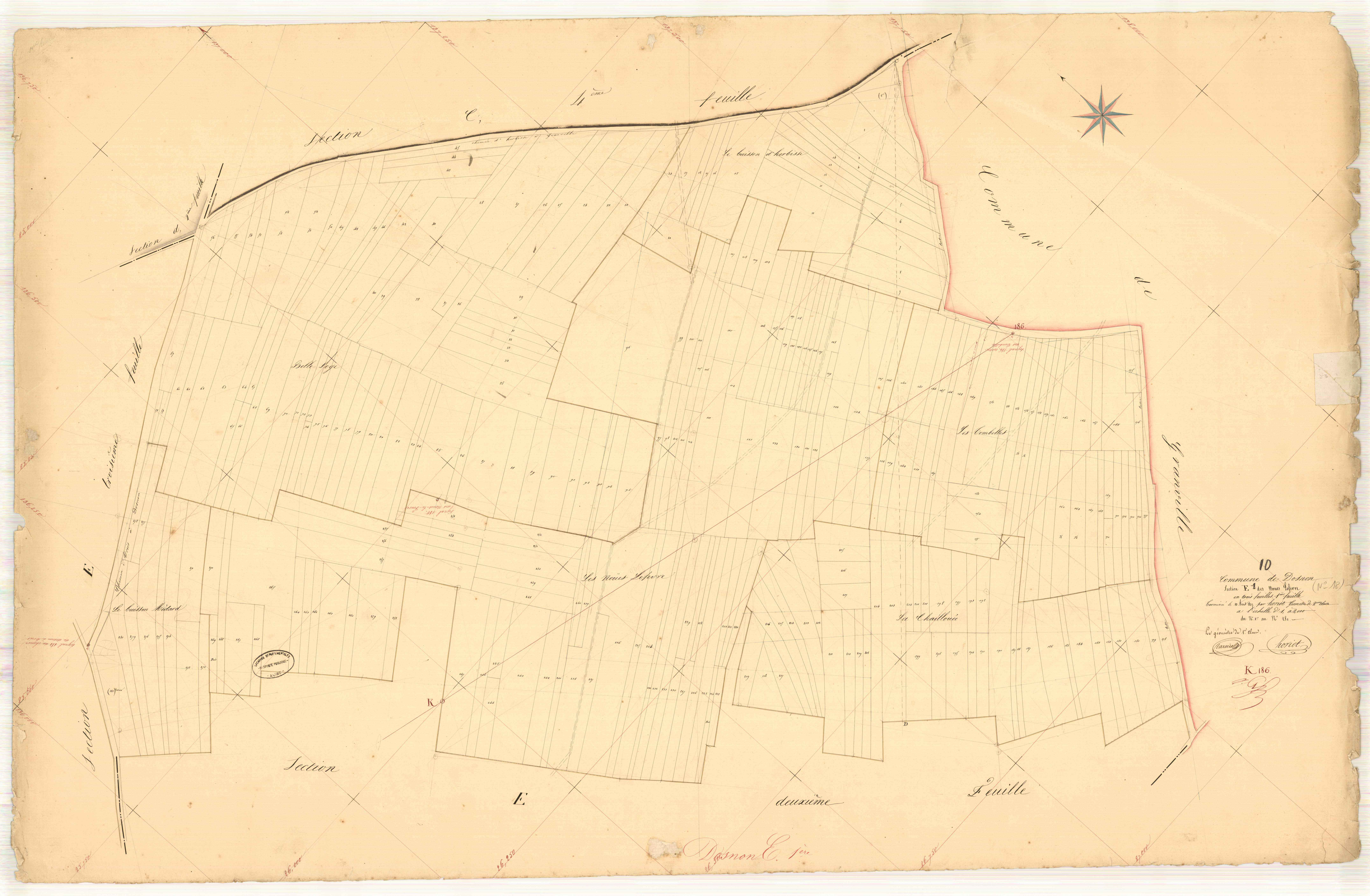 Dosnon, section E dite des Noues Lefevre, feuille n° 1, parcelles n° 1-281